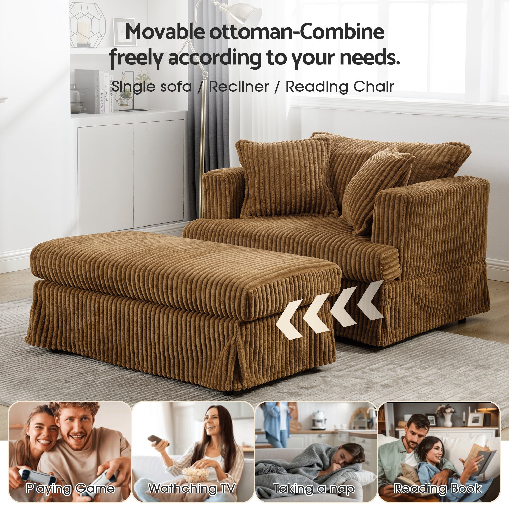 Advwin Single Sofa Oversized Chaise Lounge