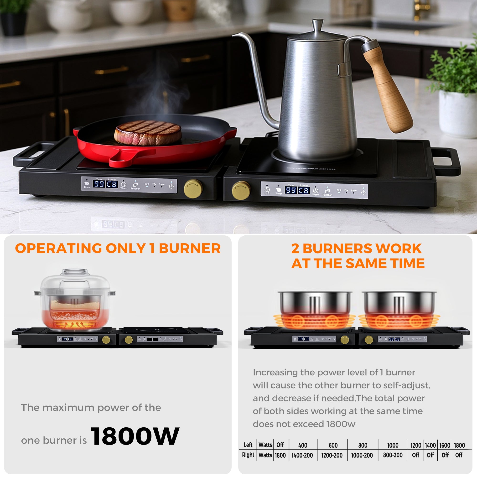Advwin Folding Double Induction Cooktop Portable