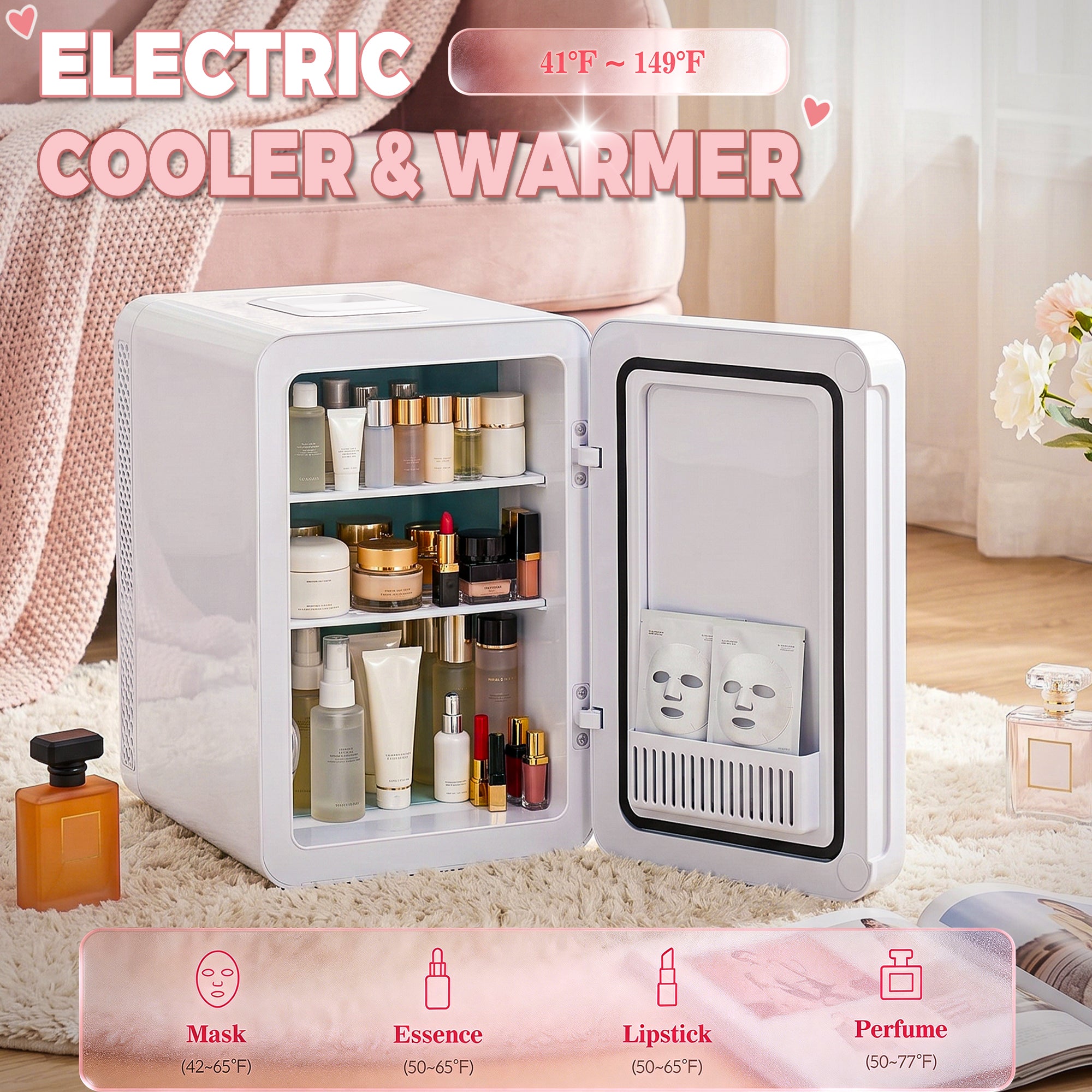 Advwin 16L Mini Skincare Fridge with Mirror & LED Lighting