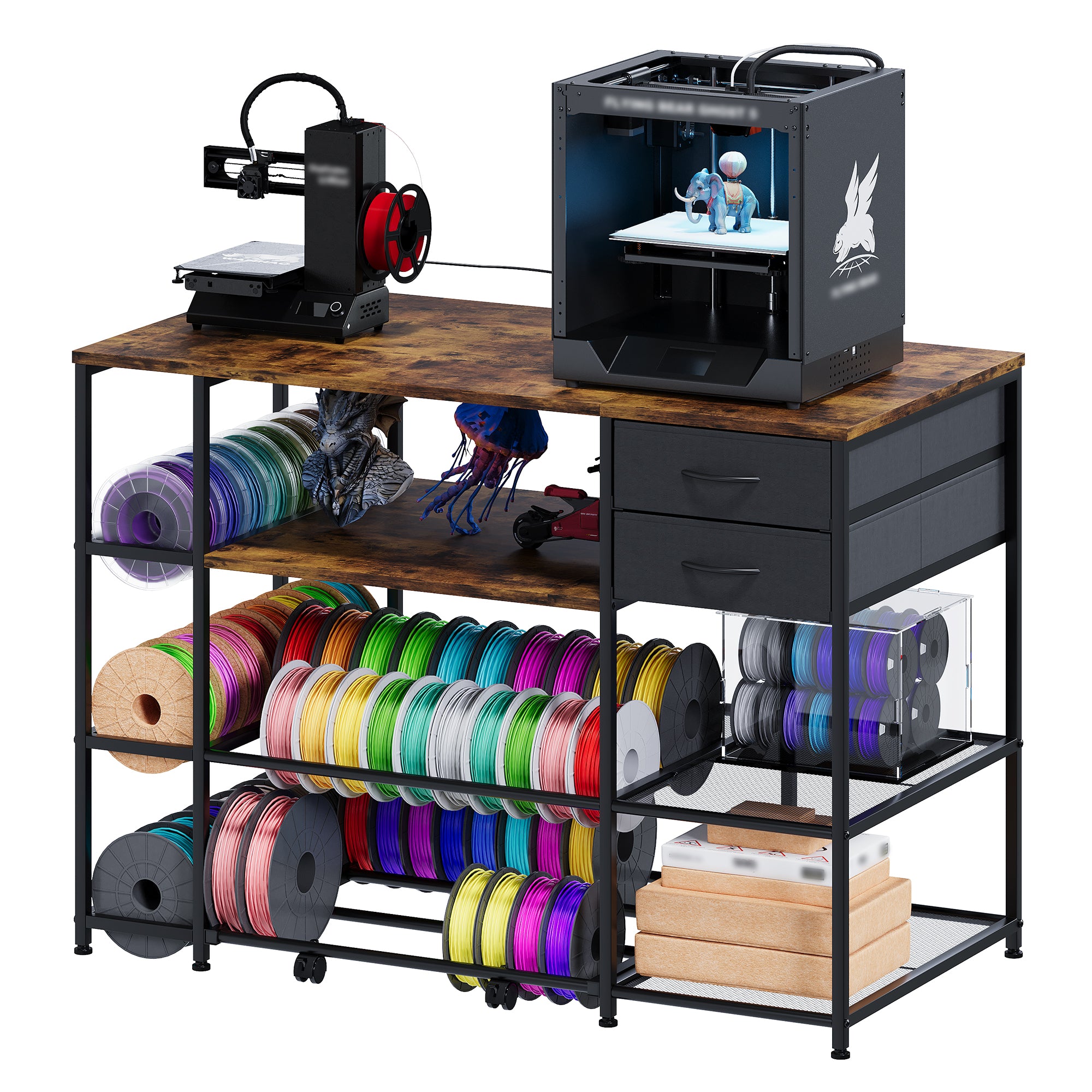 Advwin 3D Printer Stand with Rolling Filament Drawer