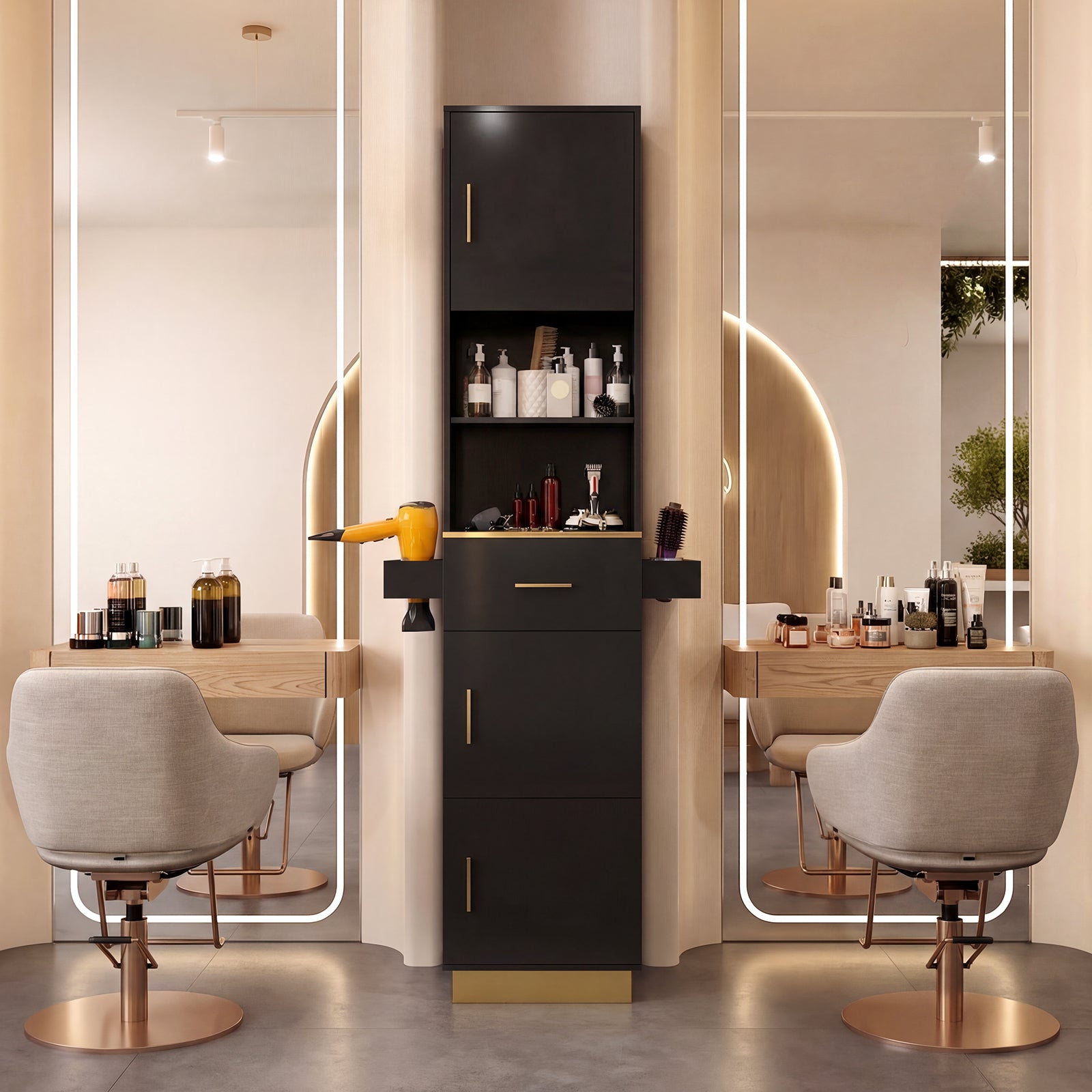 Advwin Tall Hair Salon Station with 6 Tools Holders