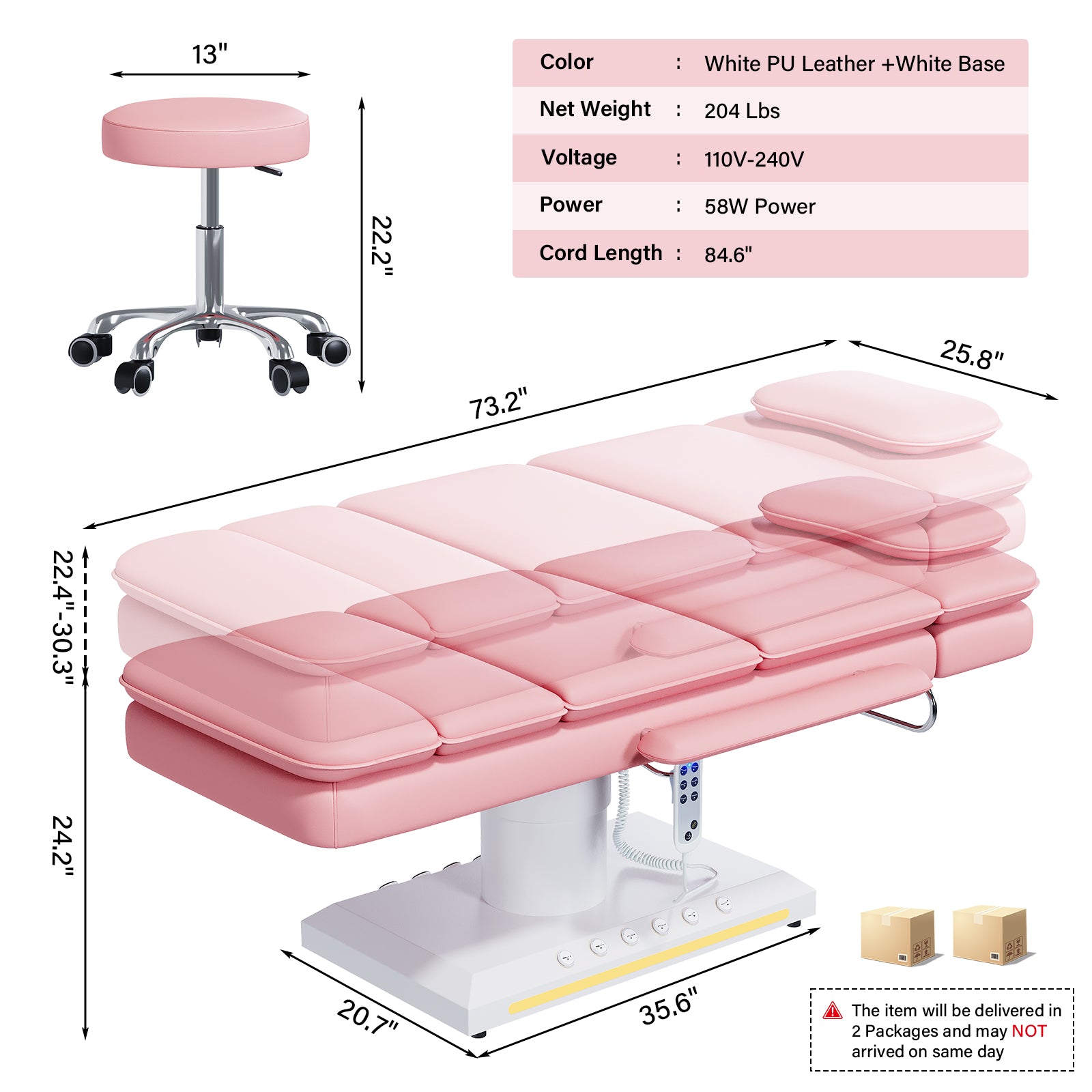 Advwin 3 Motor Electric Massage Table w/Stool