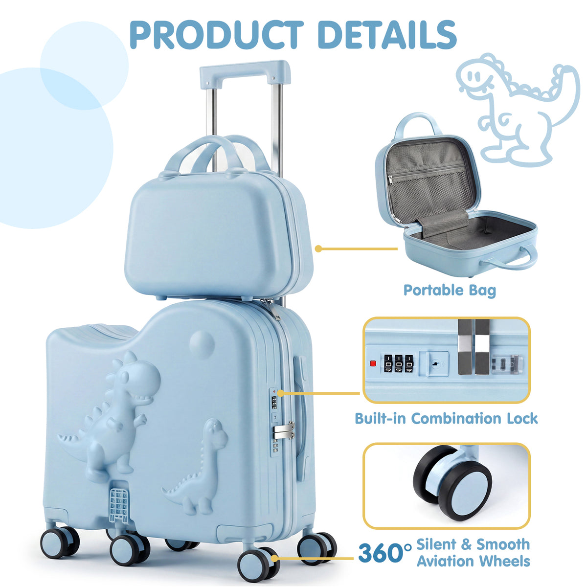 Advwin 20" Carry-On Suitcase with 12" Portable Bag (Pre-Order)
