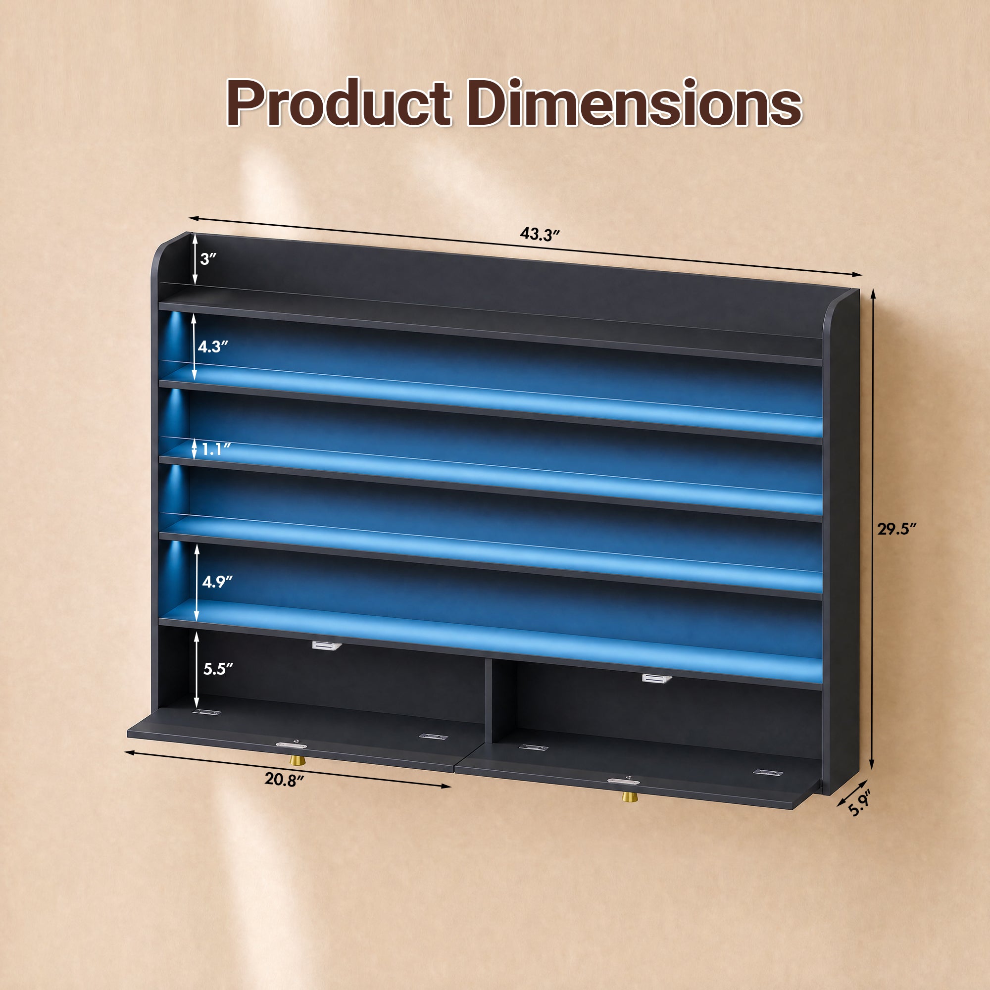Advwin 5-Tier Nail Polish Display Shelf w/ Drawer
