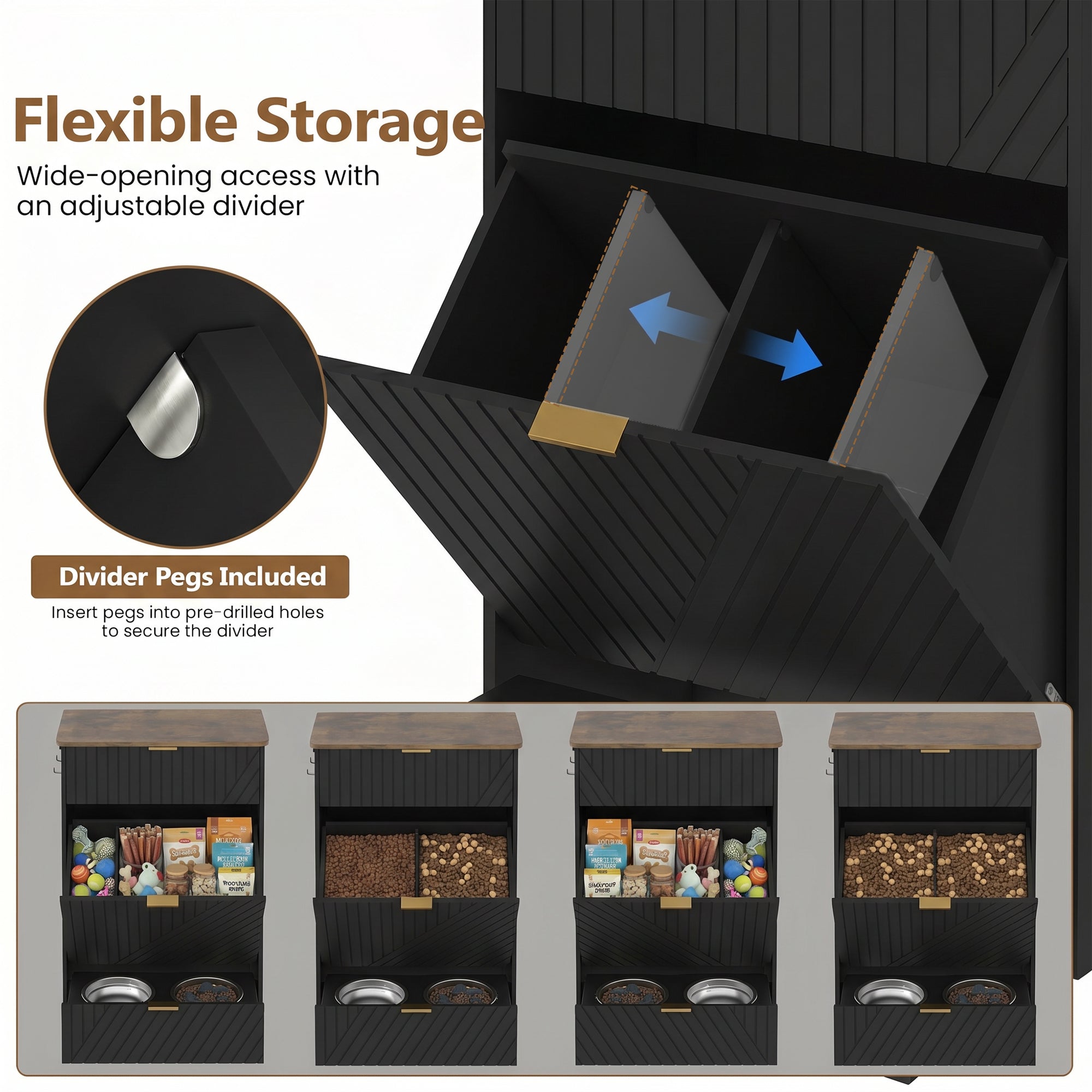 Advwin Dog Feeding Station Cabinet w/ Elevated Bowls