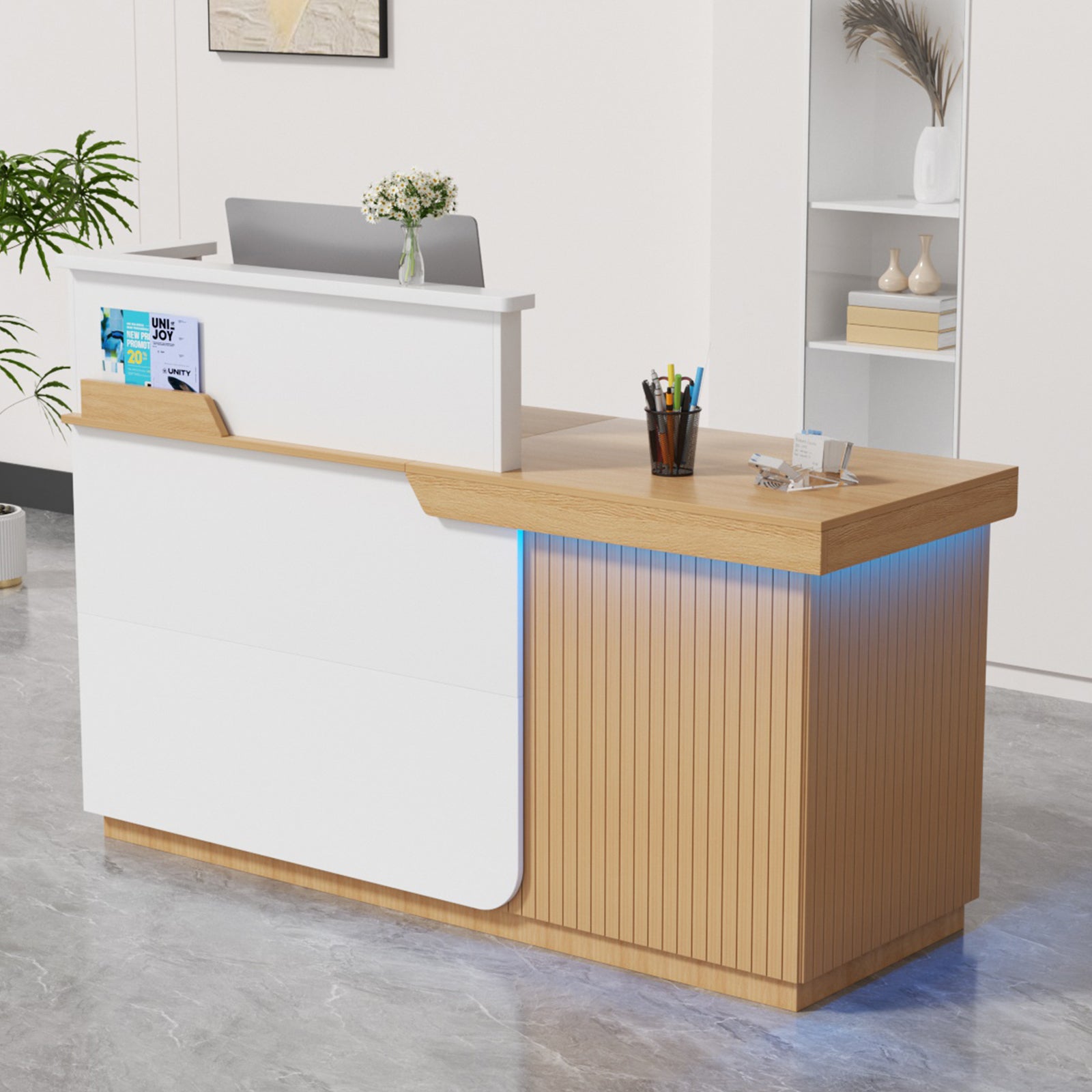 Advwin Modern Reception Desk with LED