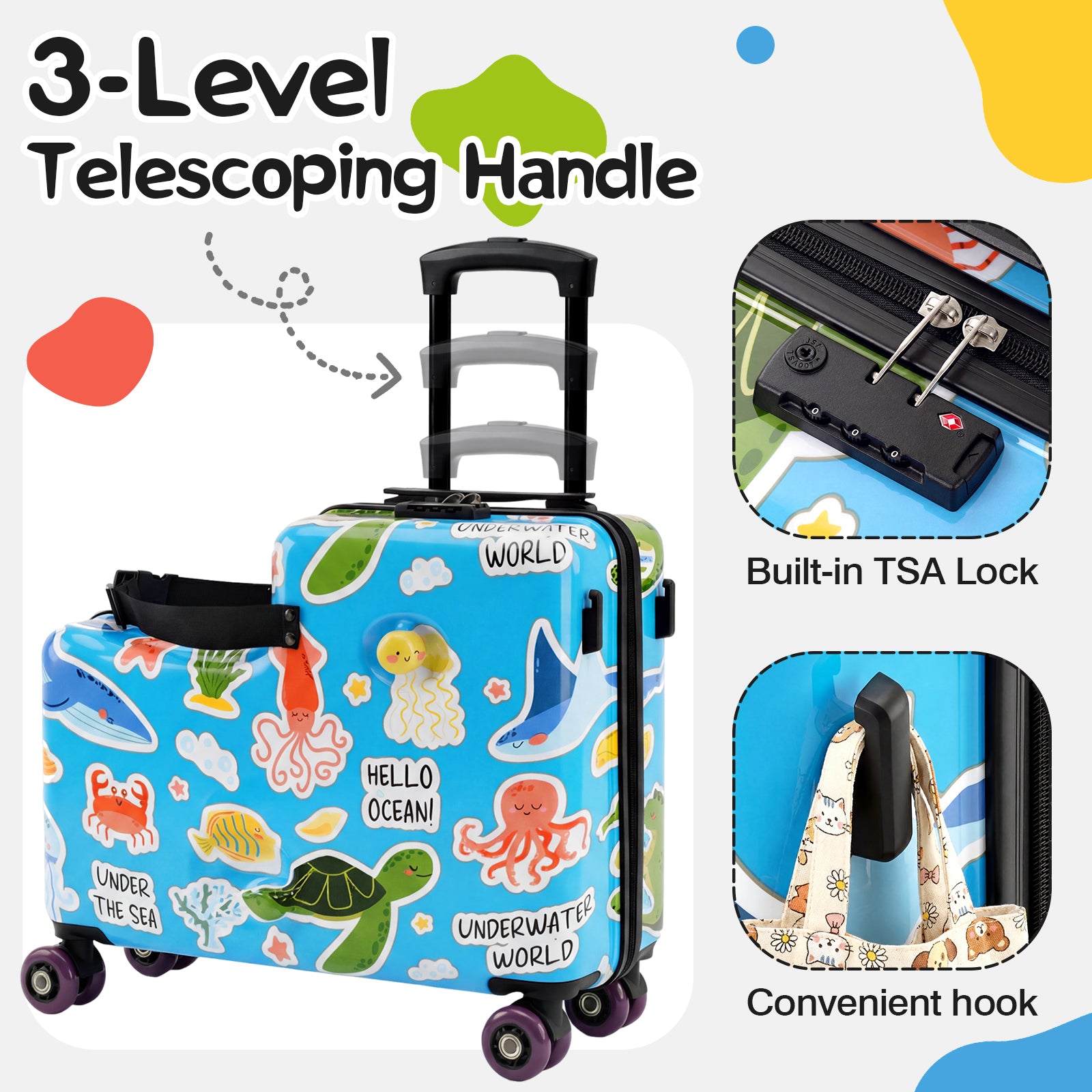 Advwin 20" Cute Pattern Ride-On Suitcase