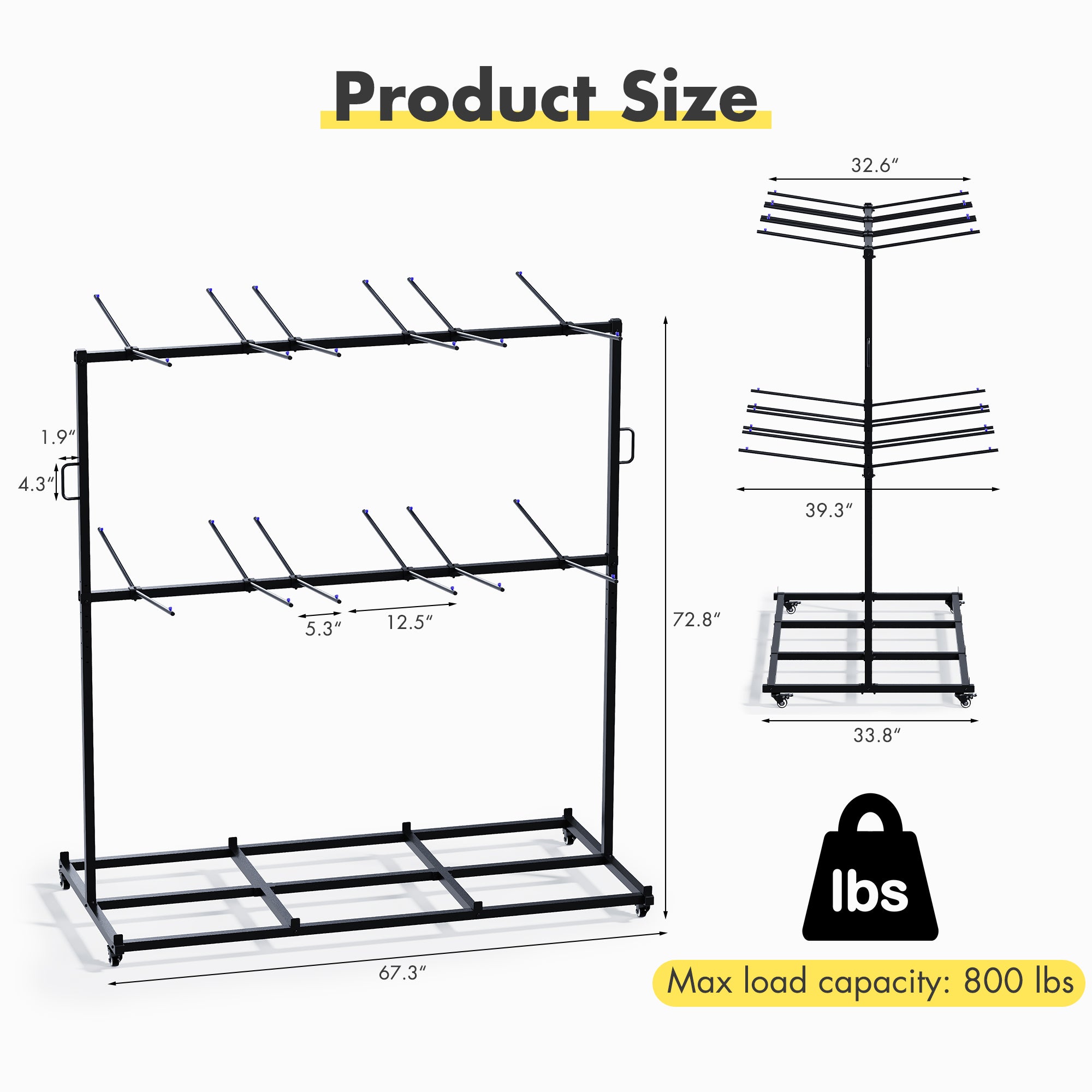 Advwin Folding Chair Rack with Lockable Wheels