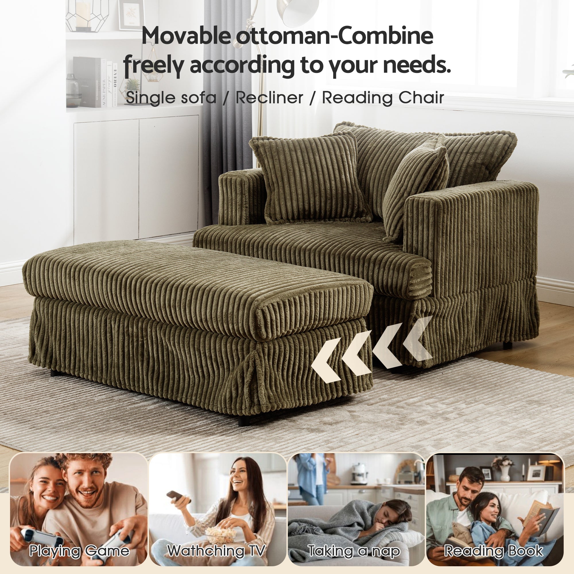 Advwin Single Sofa Oversized Chaise Lounge