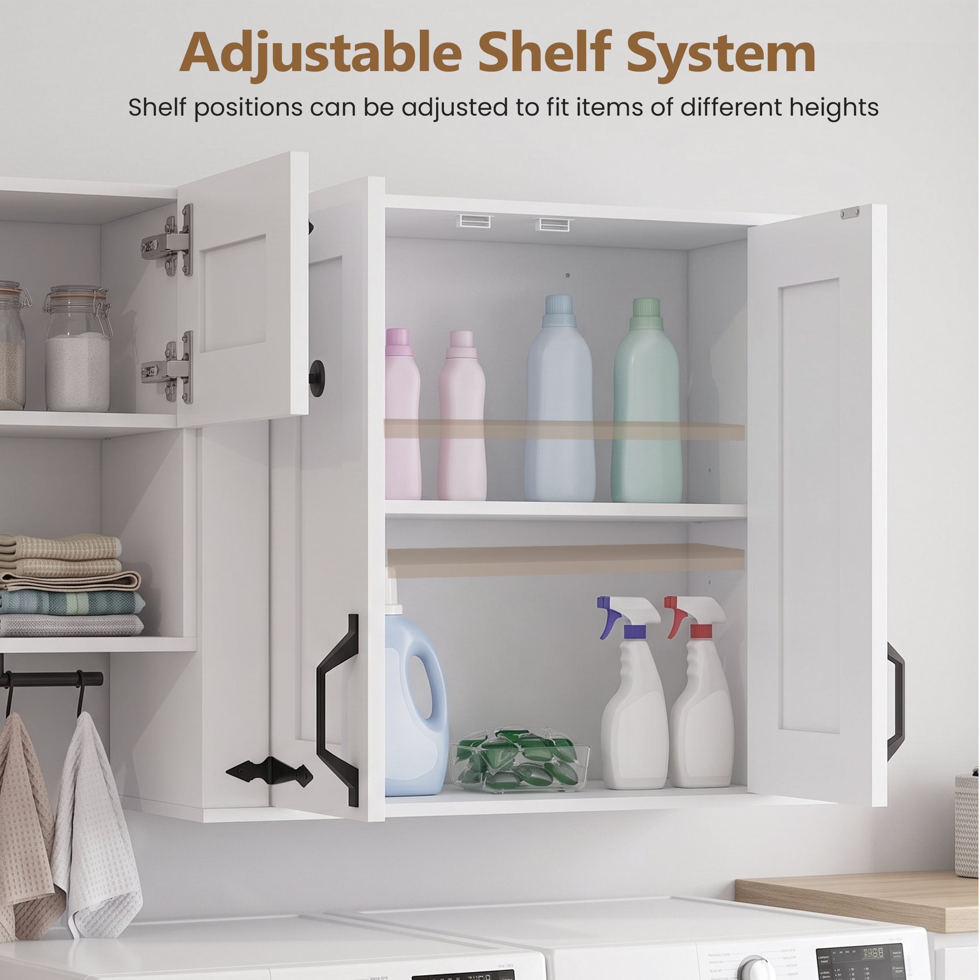 Advwin Laundry Room Farmhouse Wall Cabinet Set