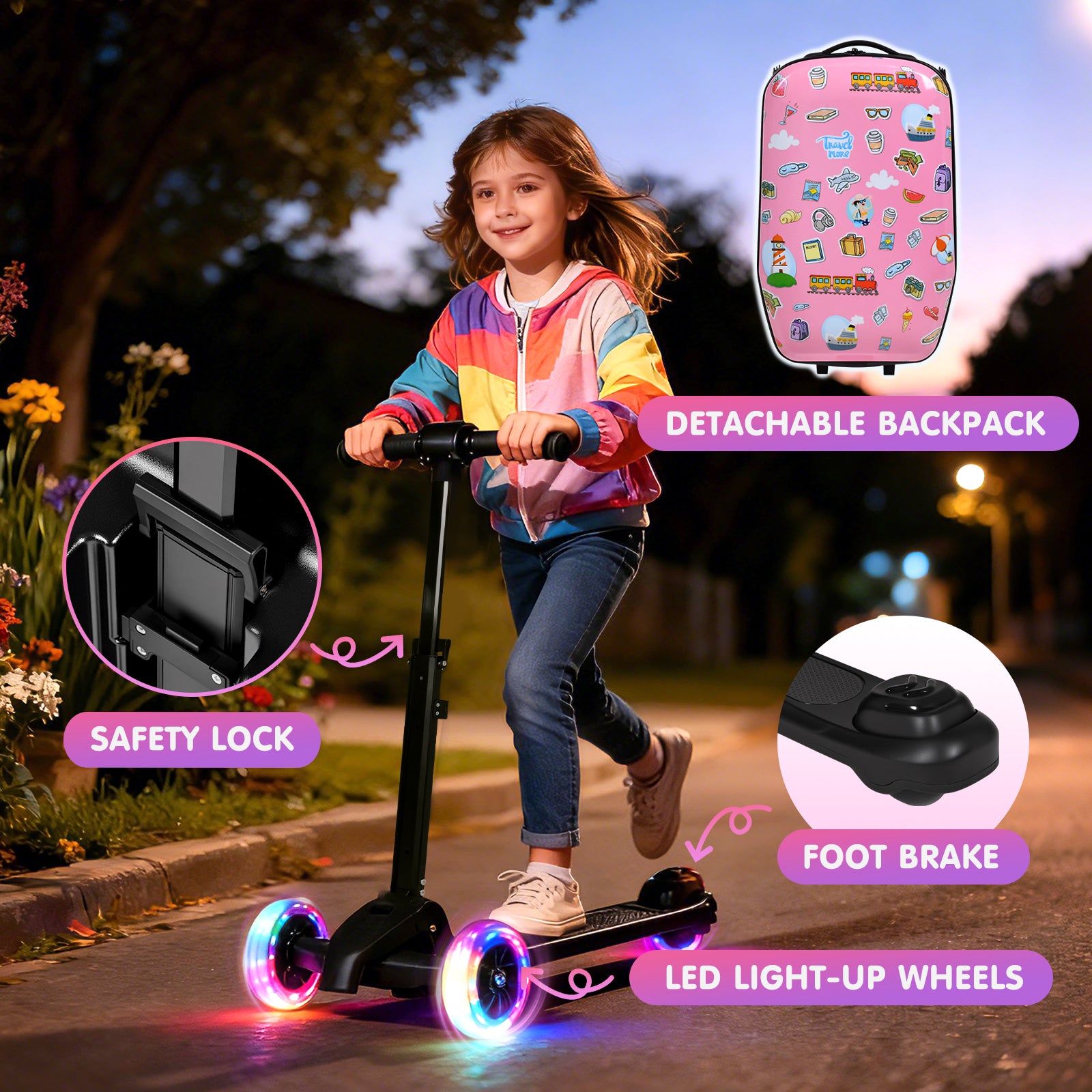 Advwin Detachable 4-in-1 Scooter Luggage for Kids