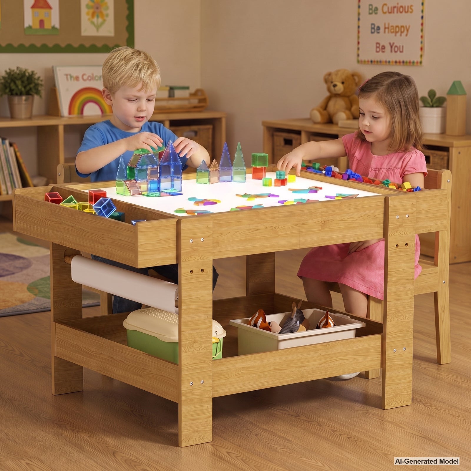 Advwin 5-in-1 Light Table for Kids w/ Reversible Tabletop