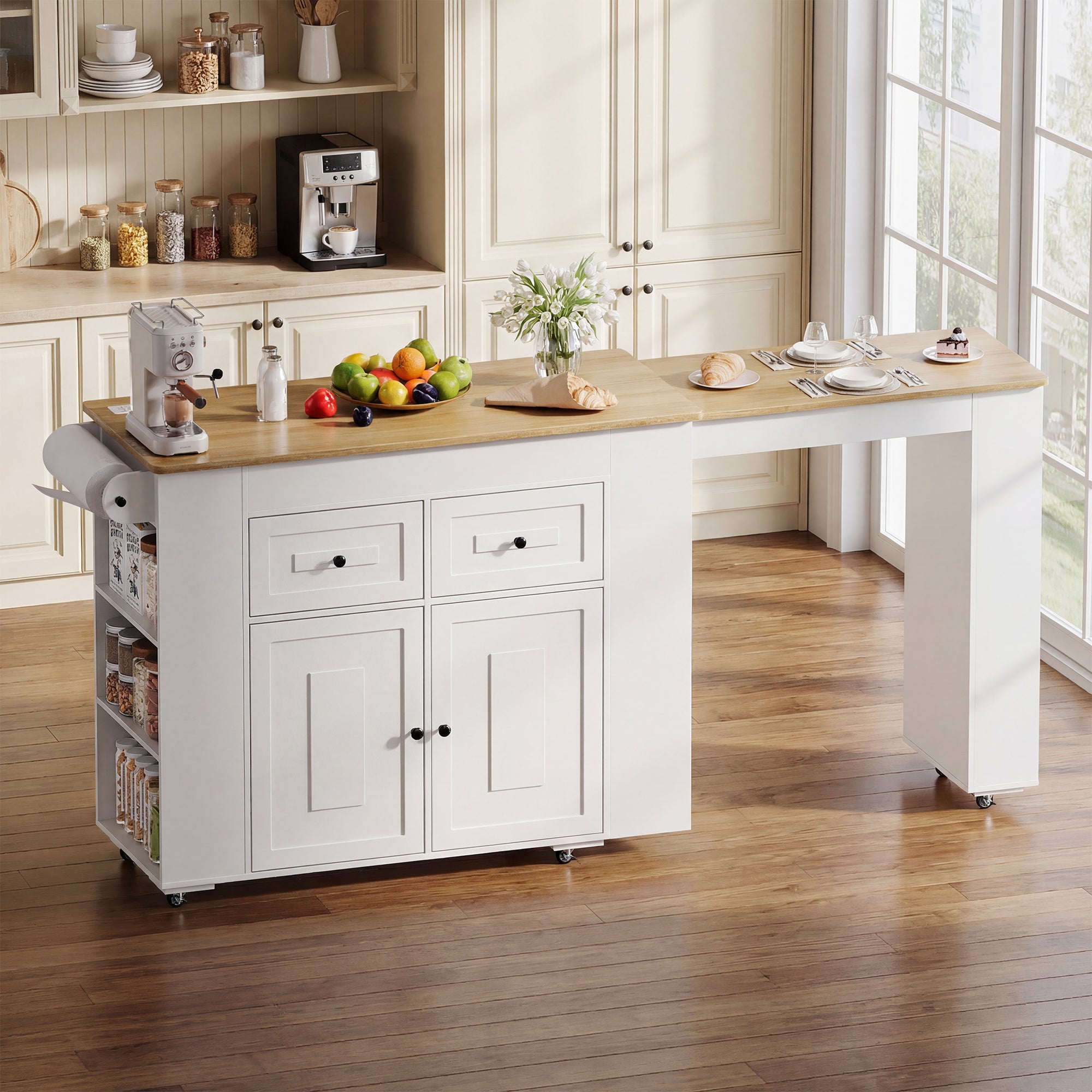 Advwin Extendable Kitchen Island with Storage