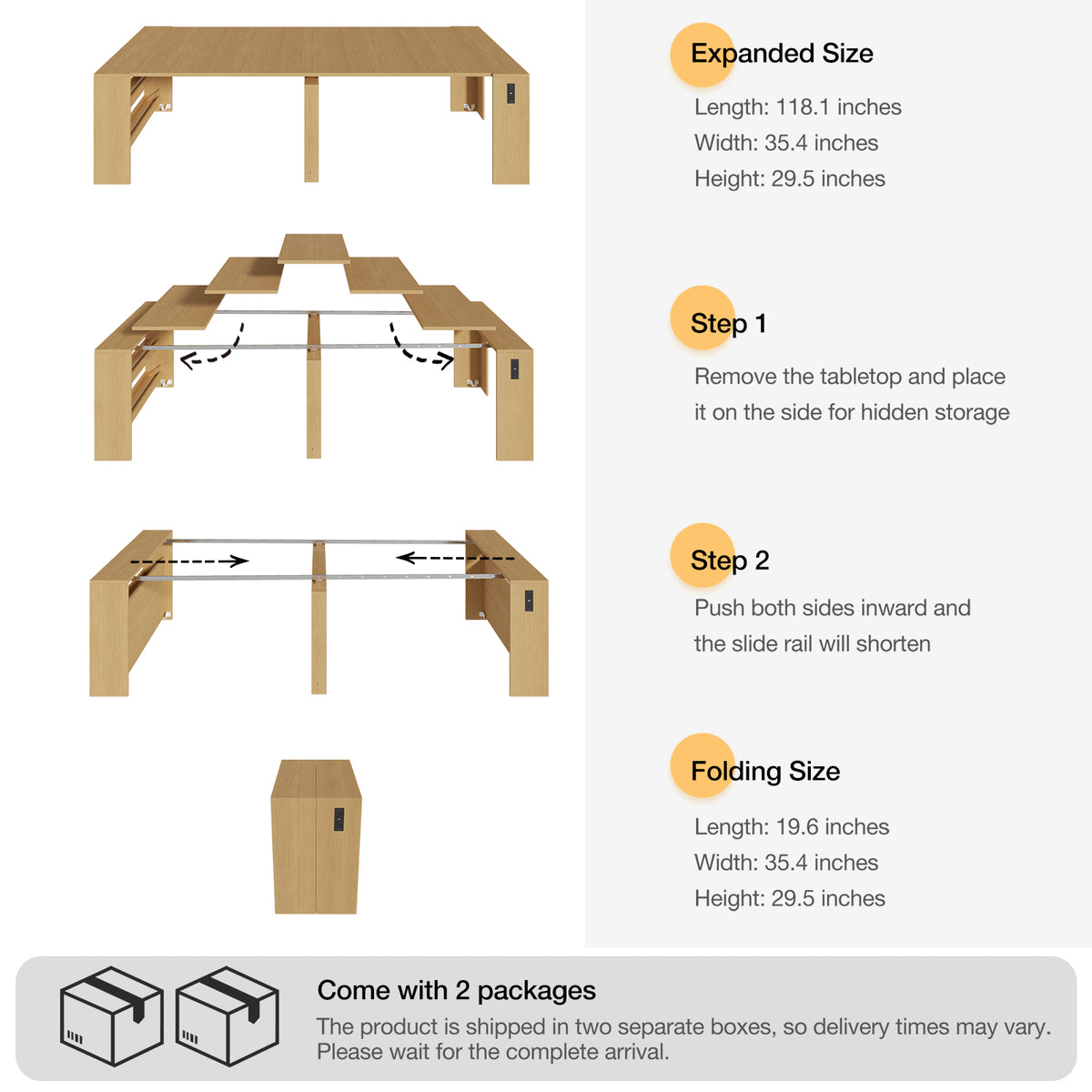 Advwin Extendable Dining Table with Outlet