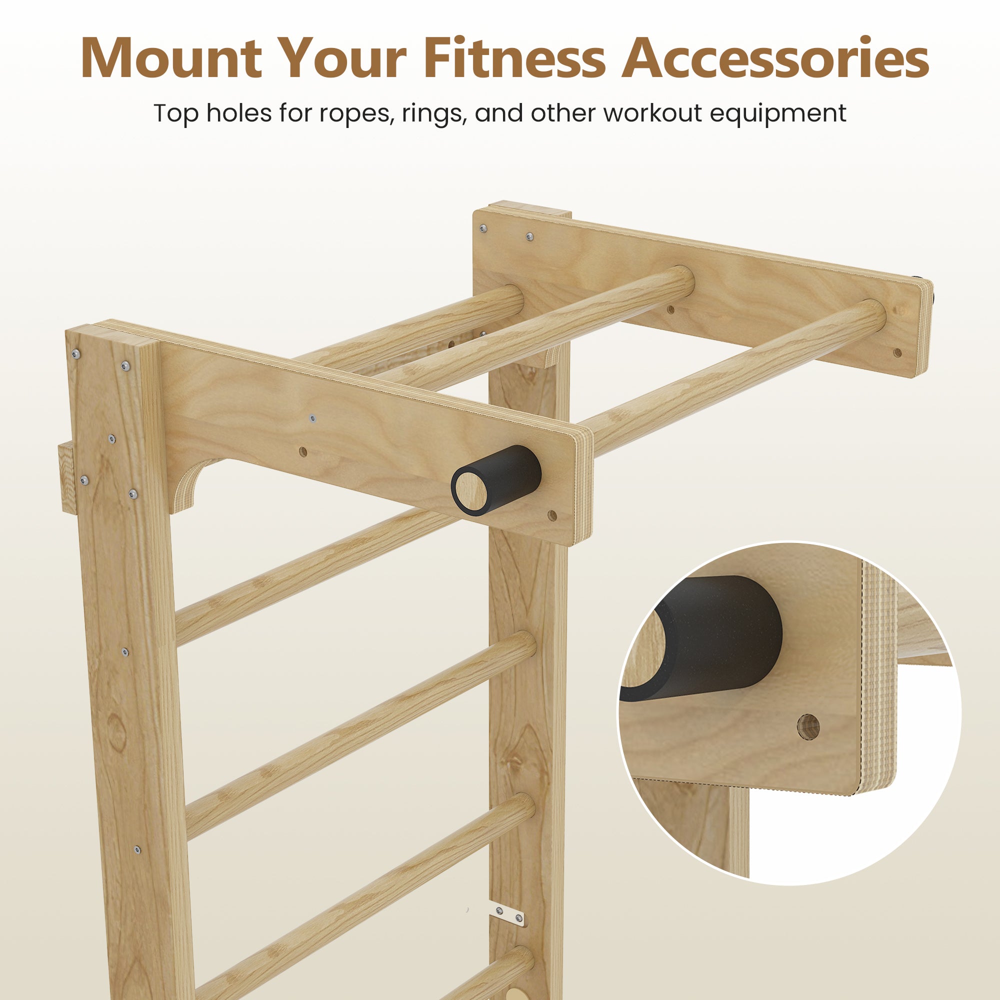 Advwin Swedish Ladder Wall Bar w/ Adjustable Pull-Up Bar
