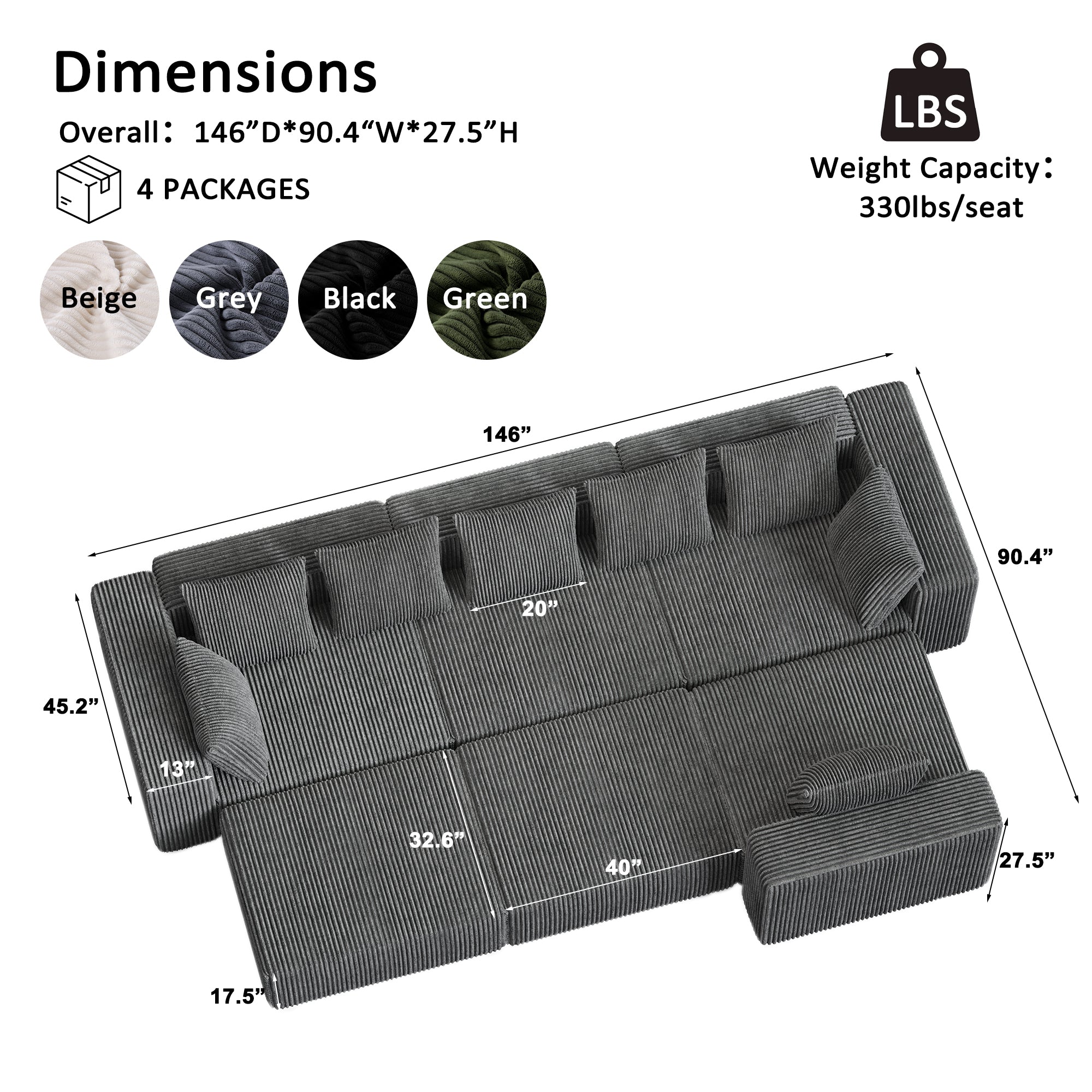 Advwin Boneless Cloud Modern Oversized Modular Sectional Sofa