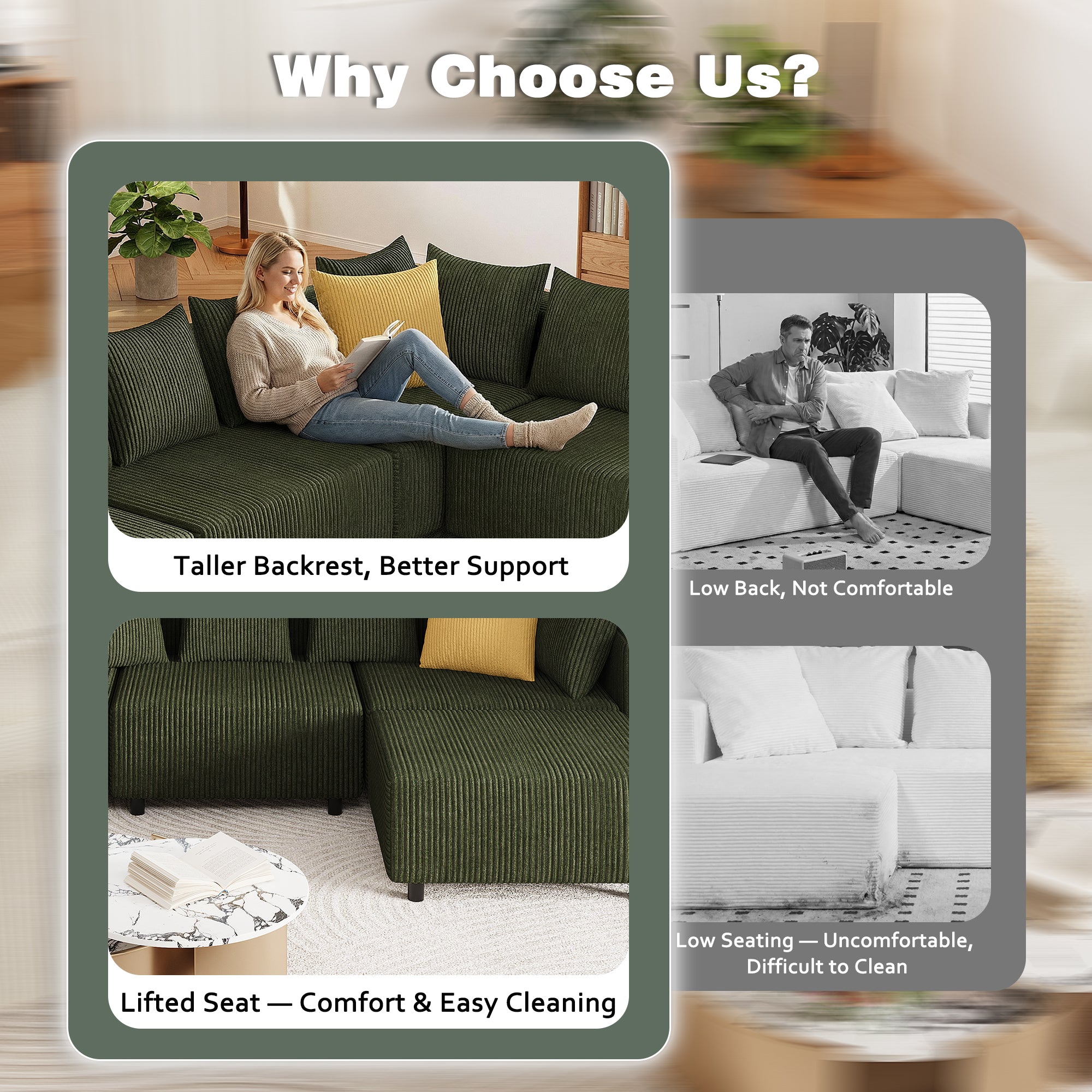 Advwin Boneless Cloud Modern Oversized Modular Sectional Sofa