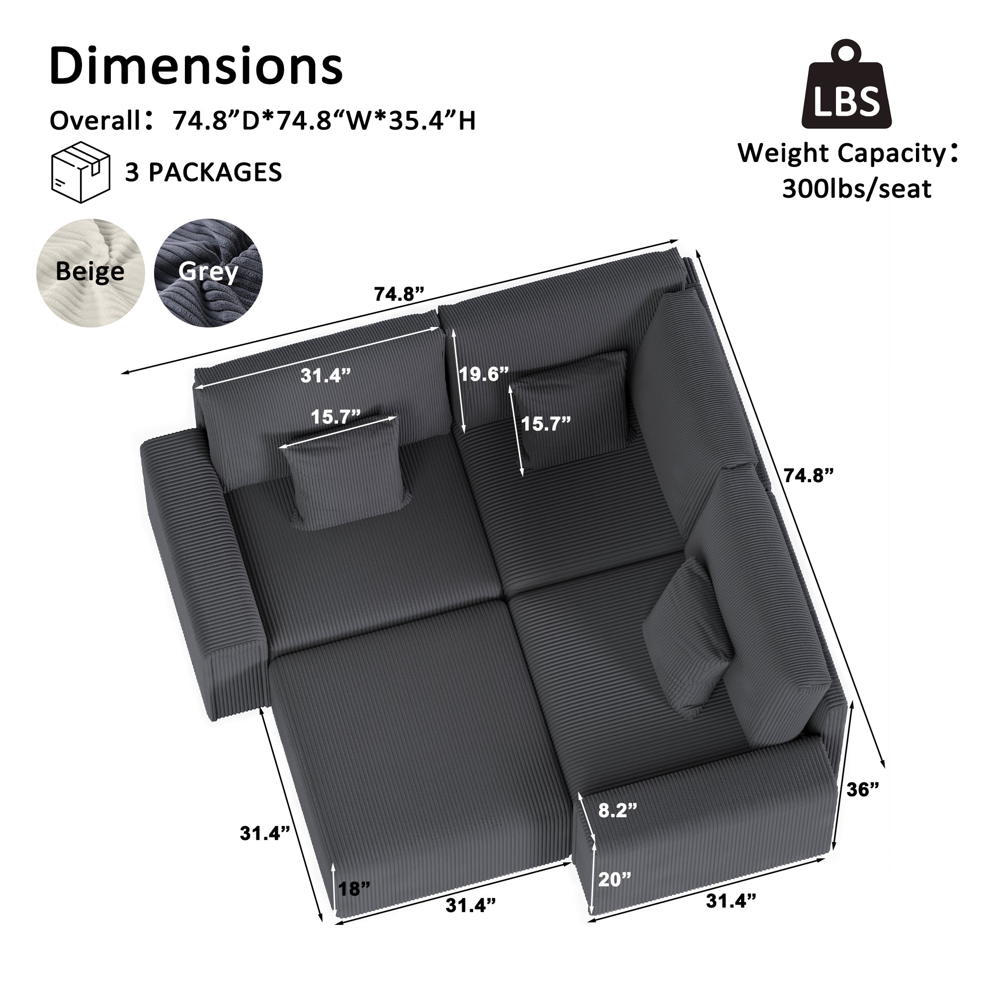 Advwin Luxury Oversized Minimalist Cloud Couch