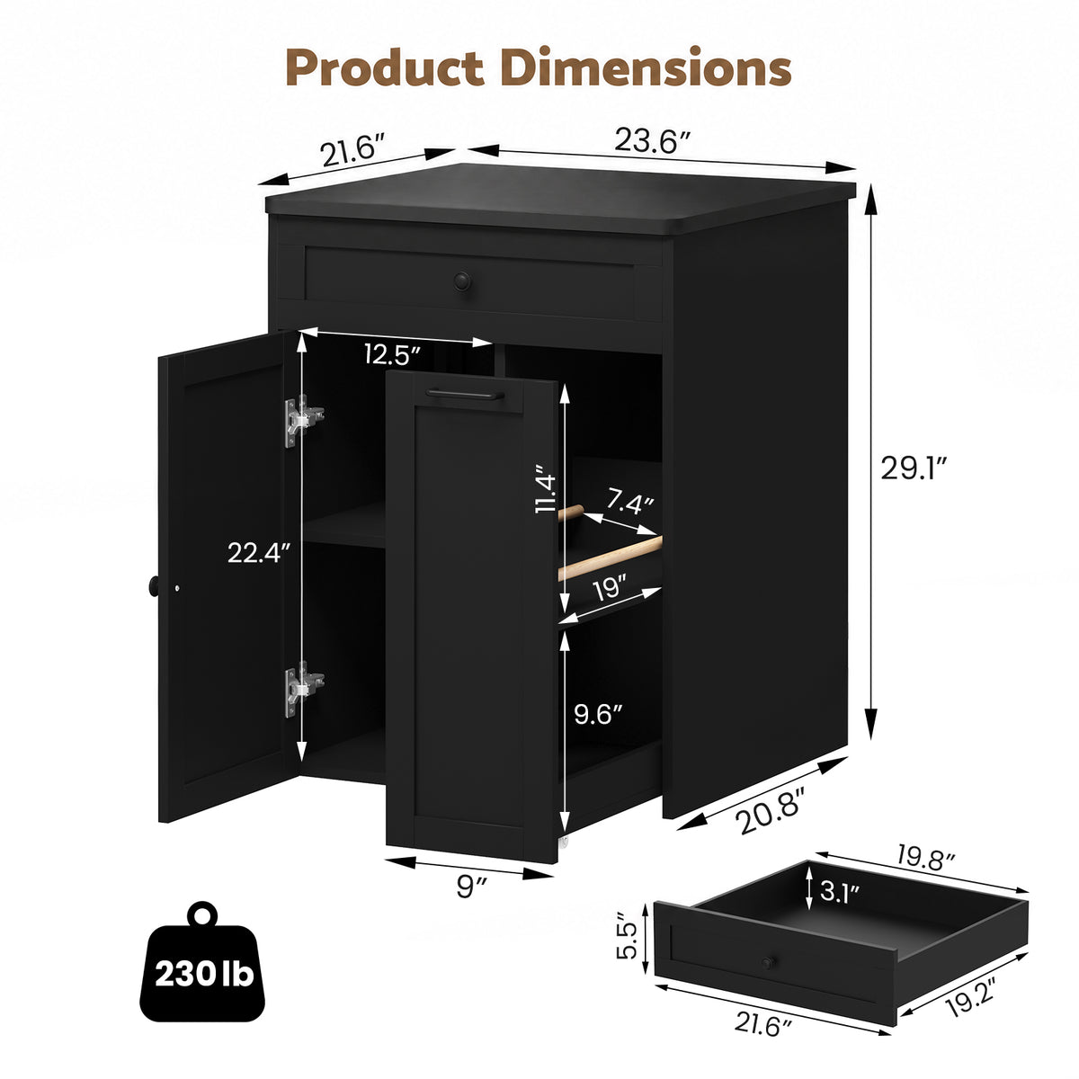Advwin 3D Printer Cabinet w/ Built-in Power Outlet
