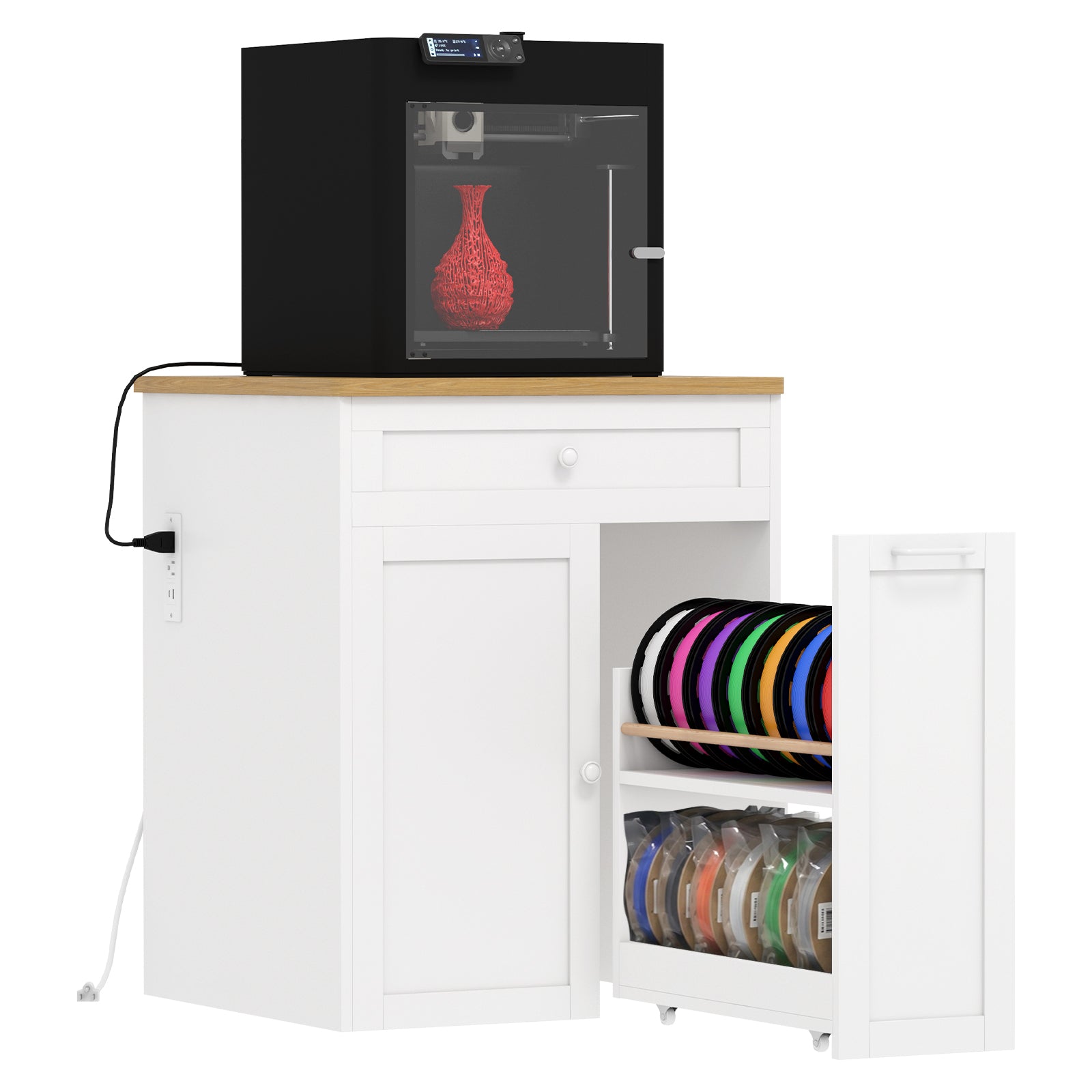 Advwin 3D Printer Cabinet w/ Built-in Power Outlet