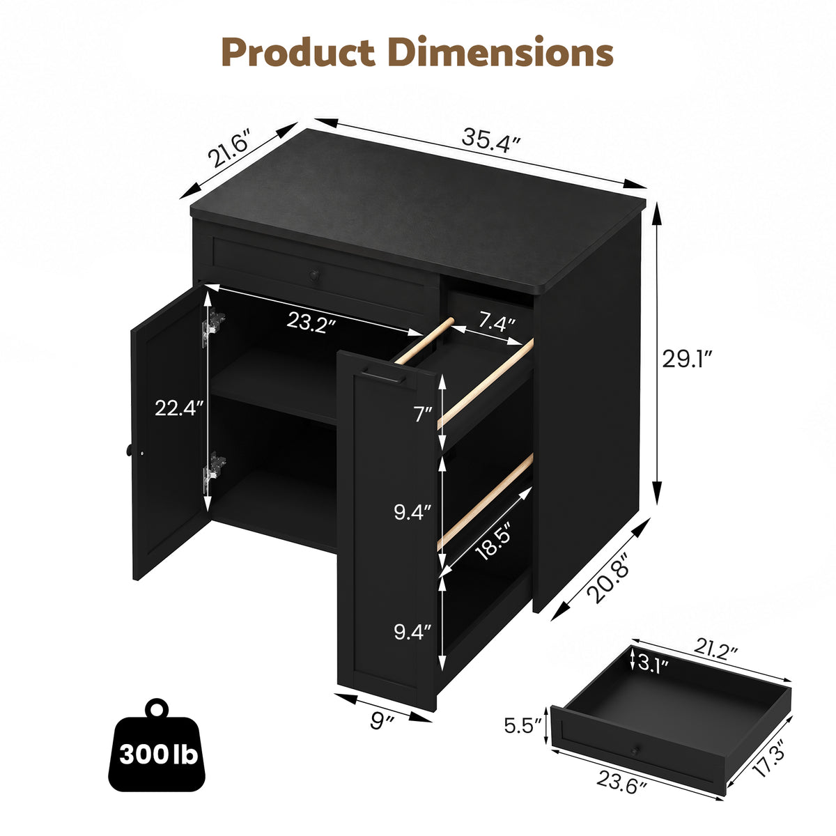 Advwin 3D Printer Cabinet w/ Rolling Filament Storage Drawer