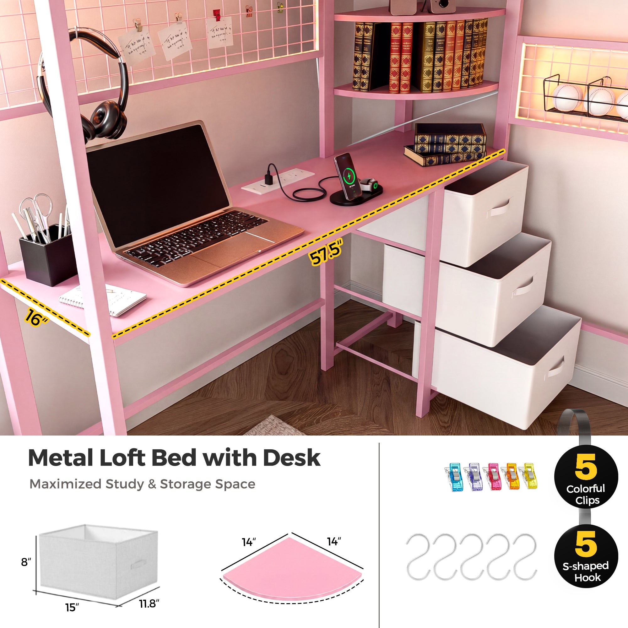 Advwin Loft Bed with Desk and Stairs (Low Stock)