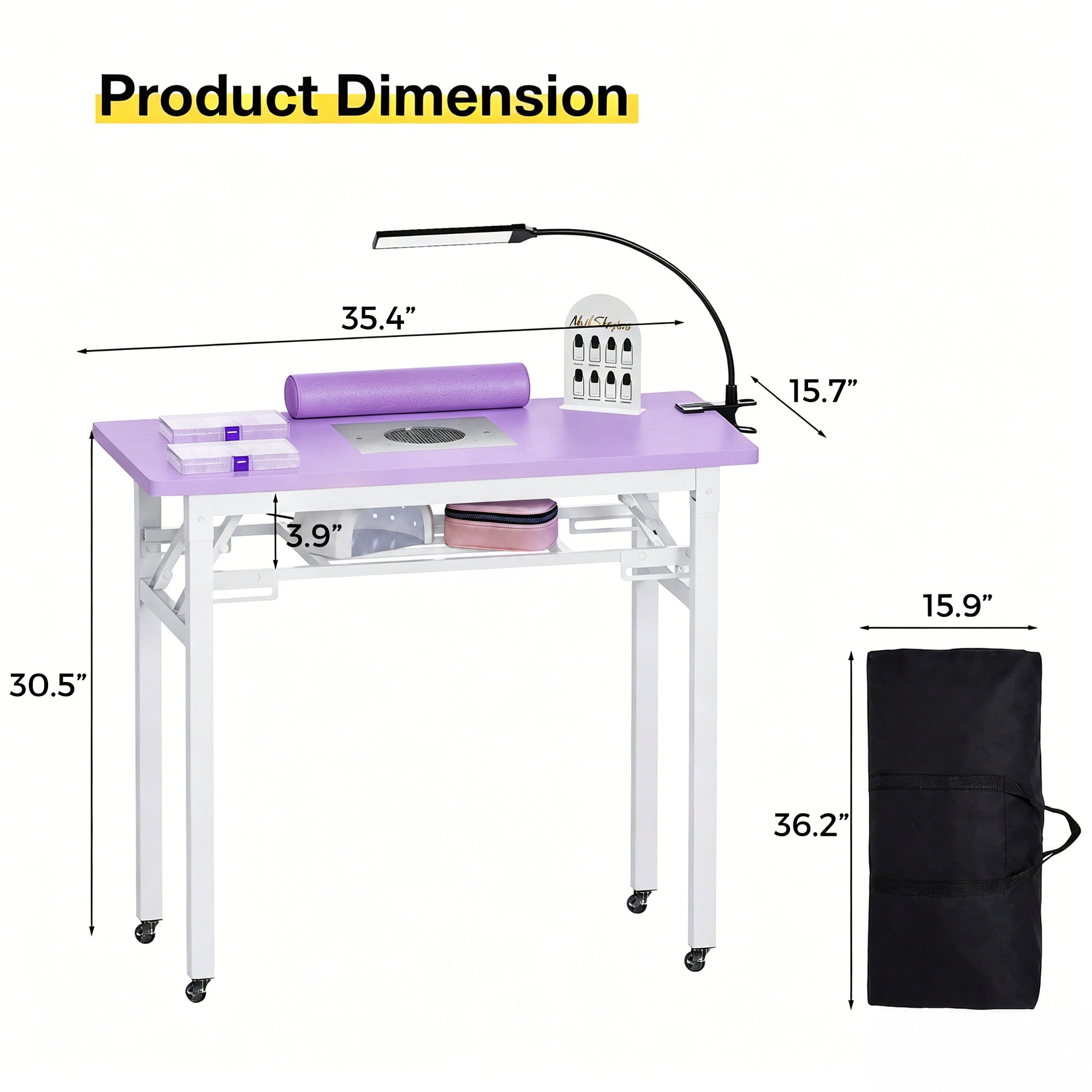 Advwin Nail Table w/ Dust Collector Portable