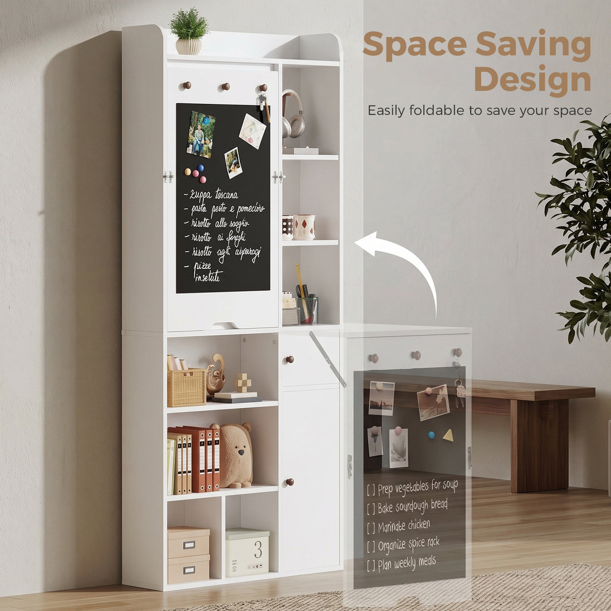 Advwin Wide Wall Mounted Foldable Desk with Cabinet