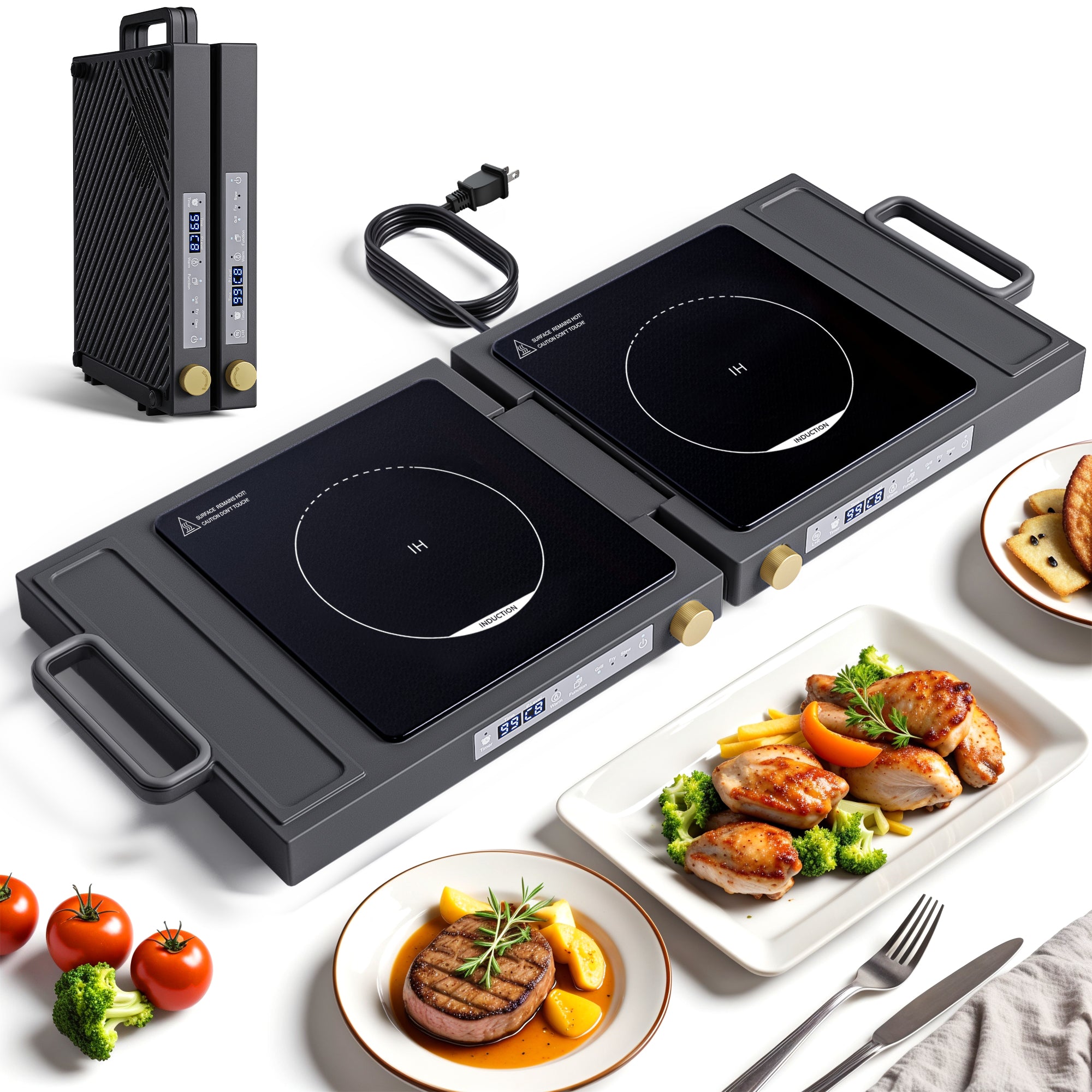 tradition et innovation PâtissierVol.2 Advwin Folding Double Induction Cooktop Portable