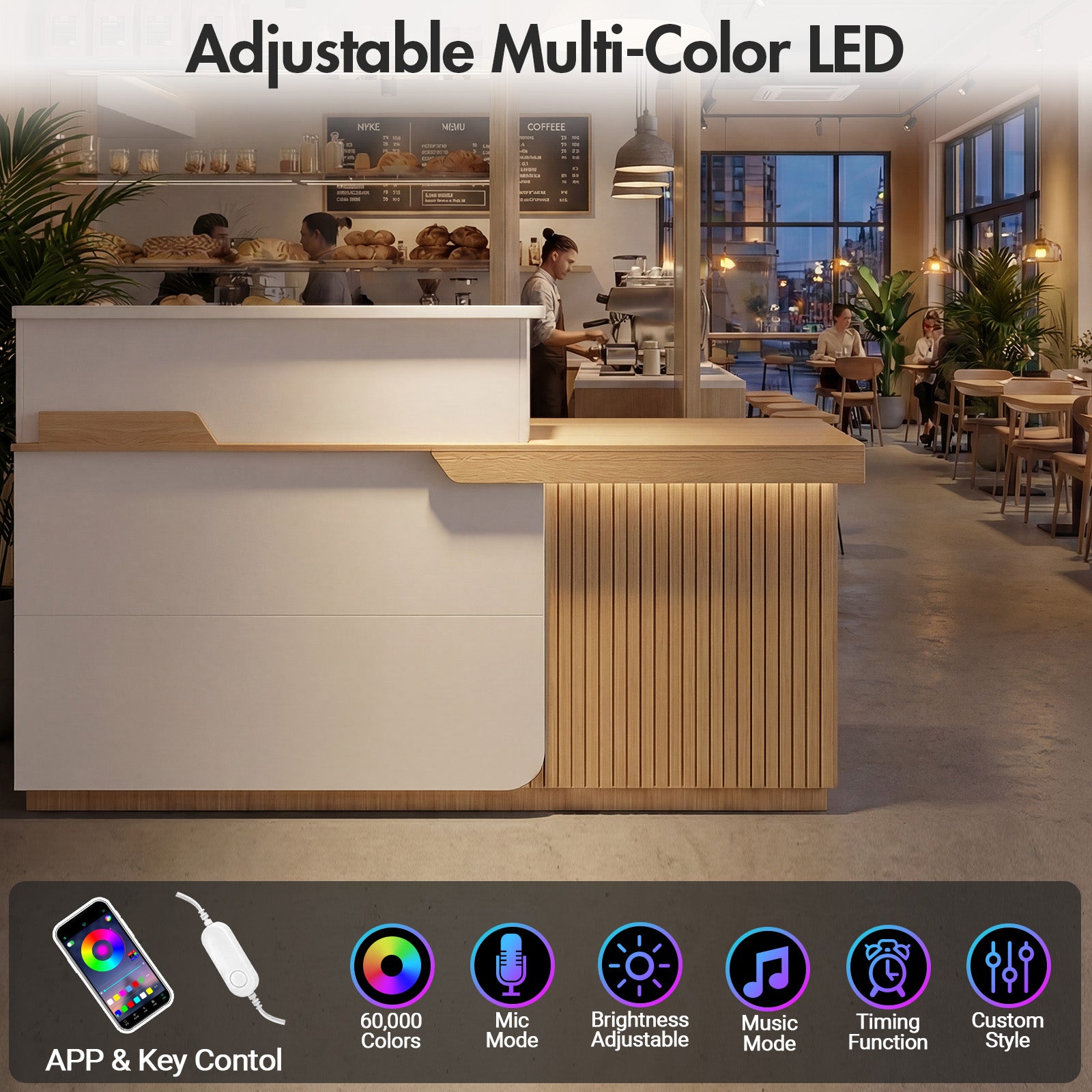 Advwin Modern Reception Desk with LED