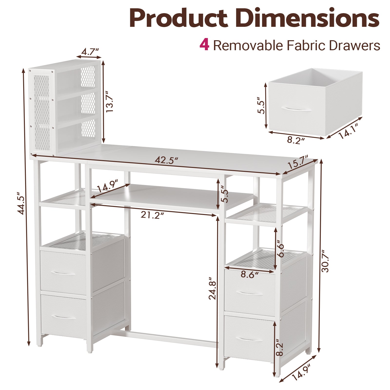 Advwin Double Tabletop Nail Desk w/ 3-Tier Storage Rack