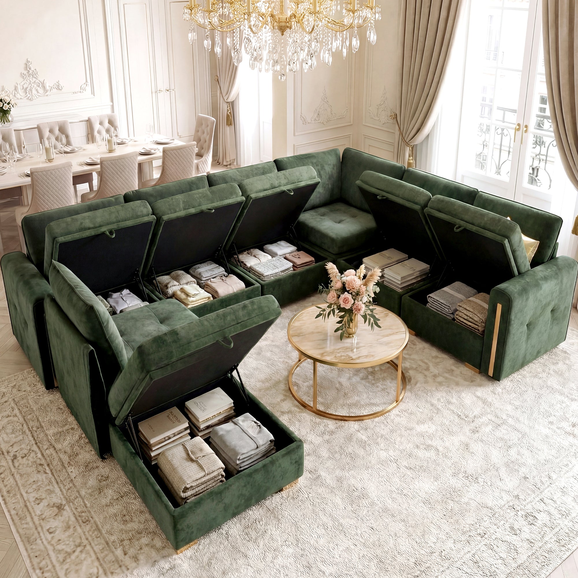 Advwin Oversized Modular Chenille Sofa with Storage