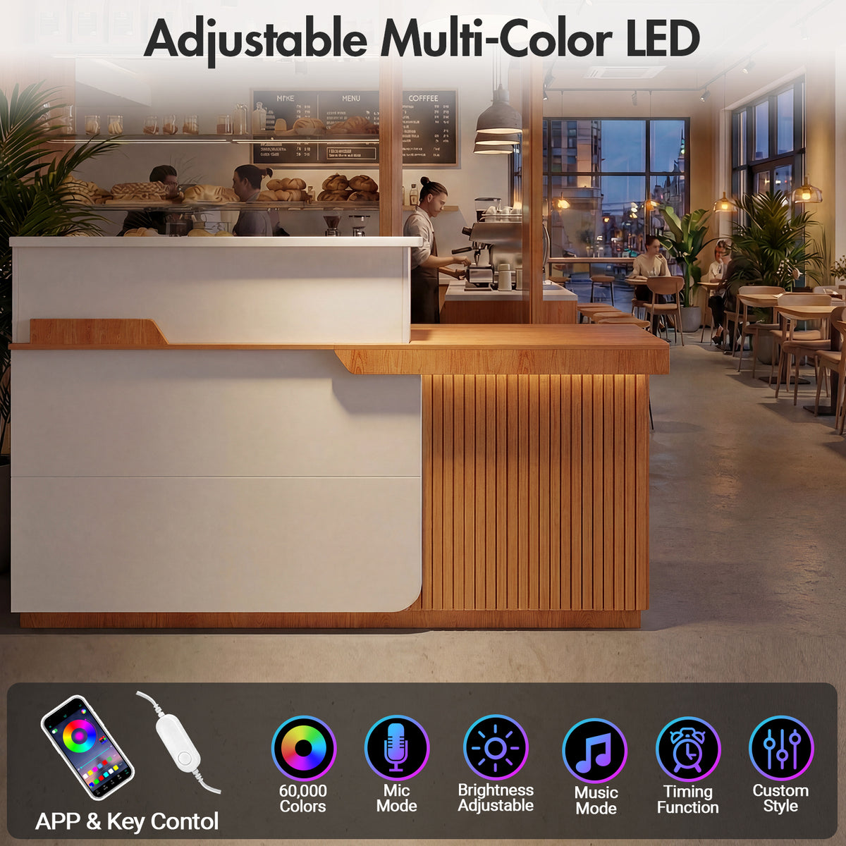 Advwin Modern Reception Desk with LED