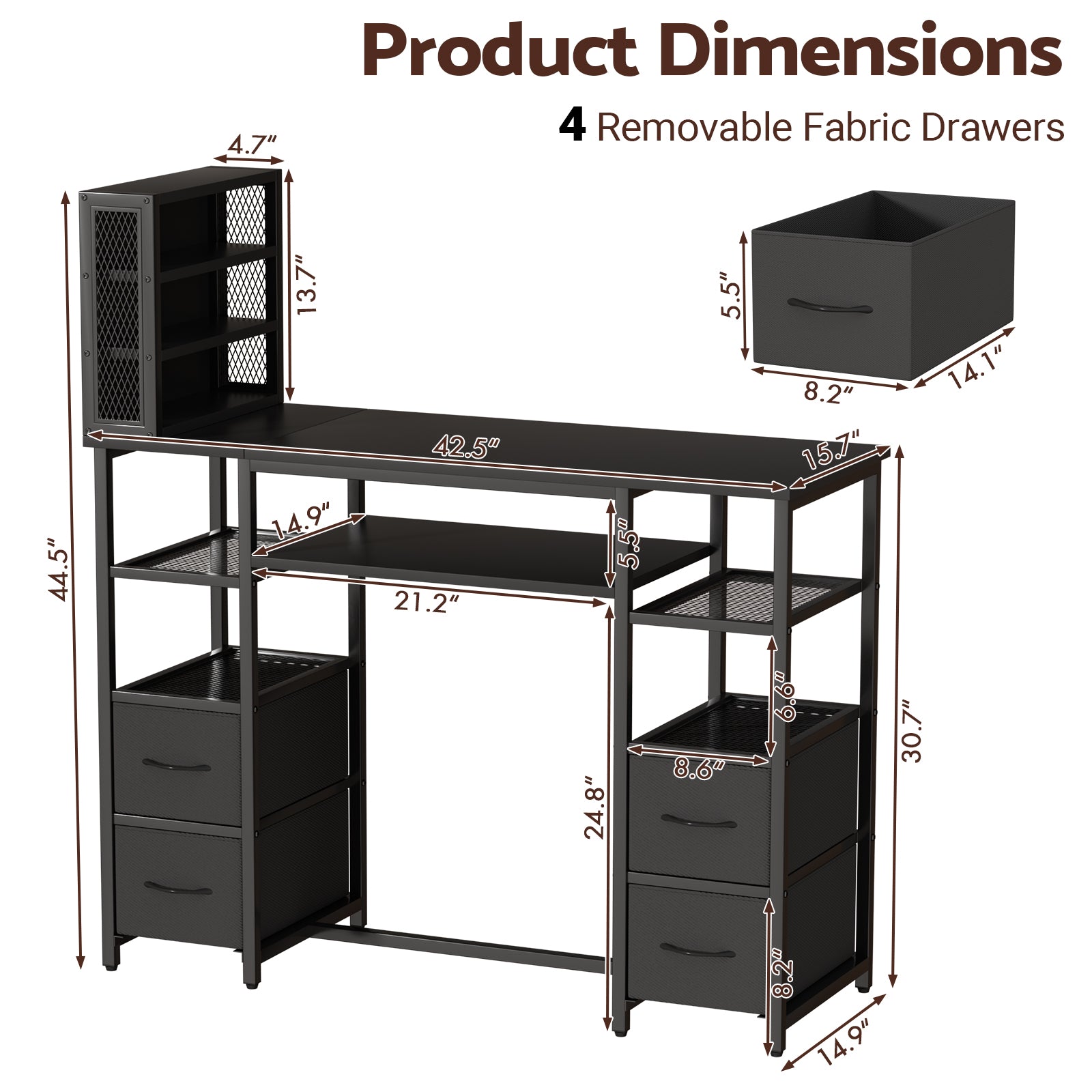 Advwin Double Tabletop Nail Desk w/ 3-Tier Storage Rack