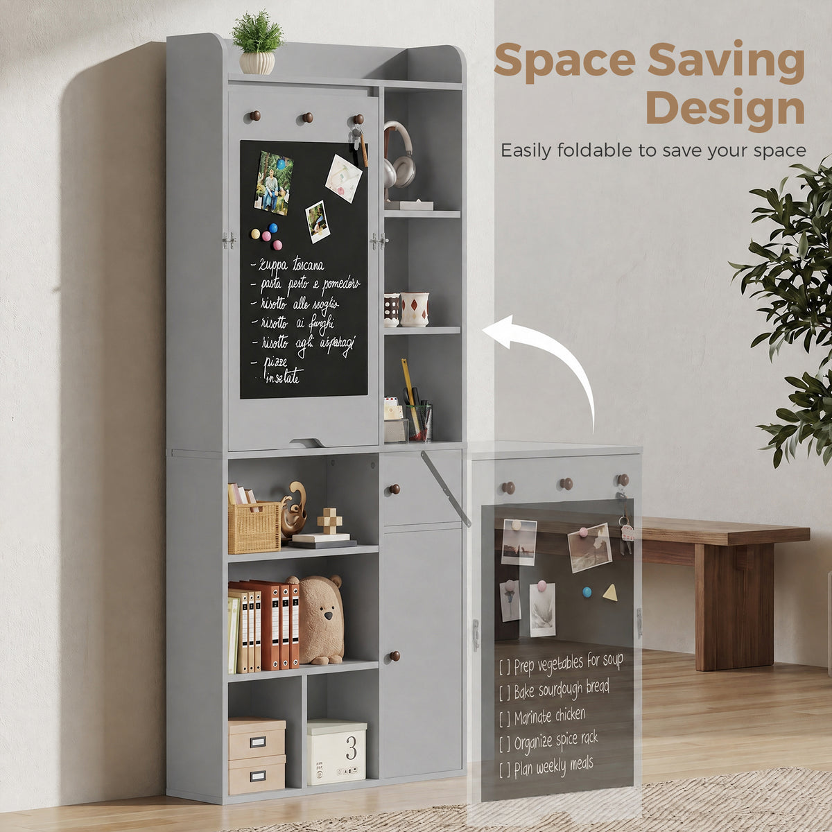 Advwin Wide Wall Mounted Foldable Desk with Cabinet