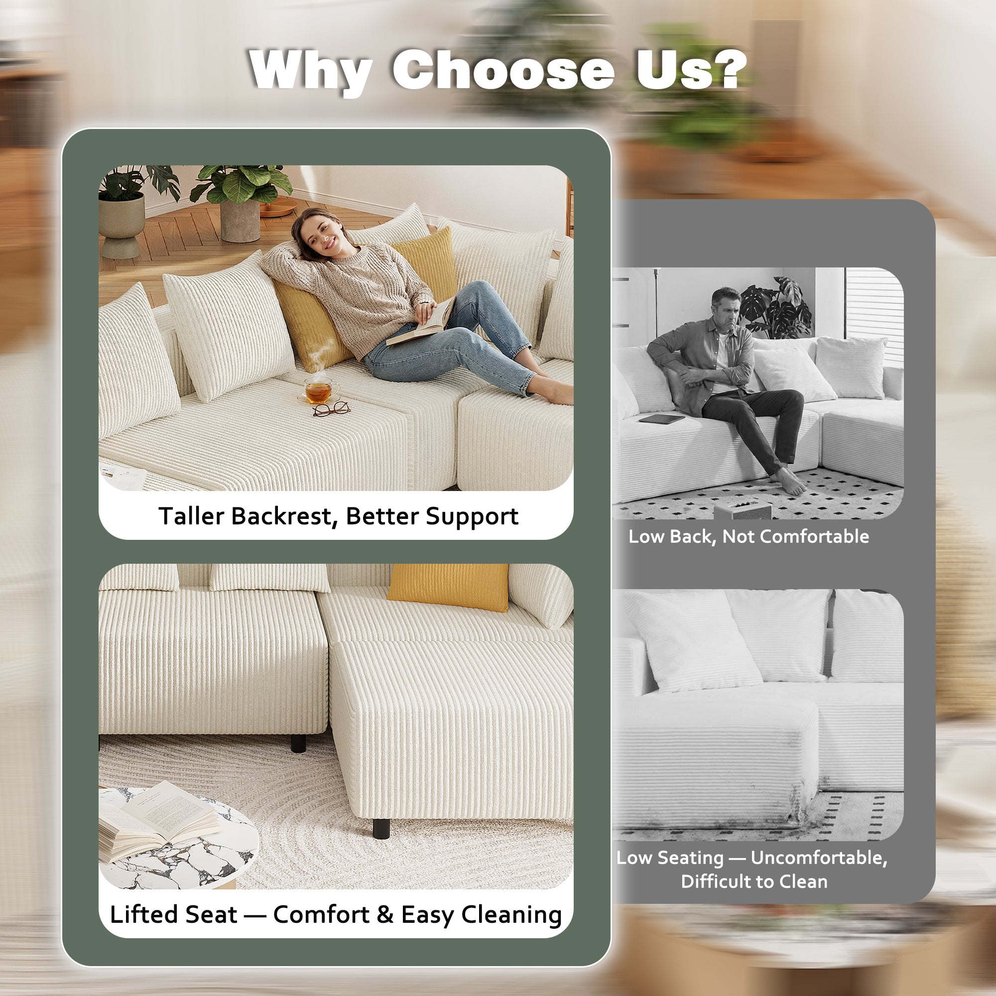 Advwin Boneless Cloud Modern Oversized Modular Sectional Sofa