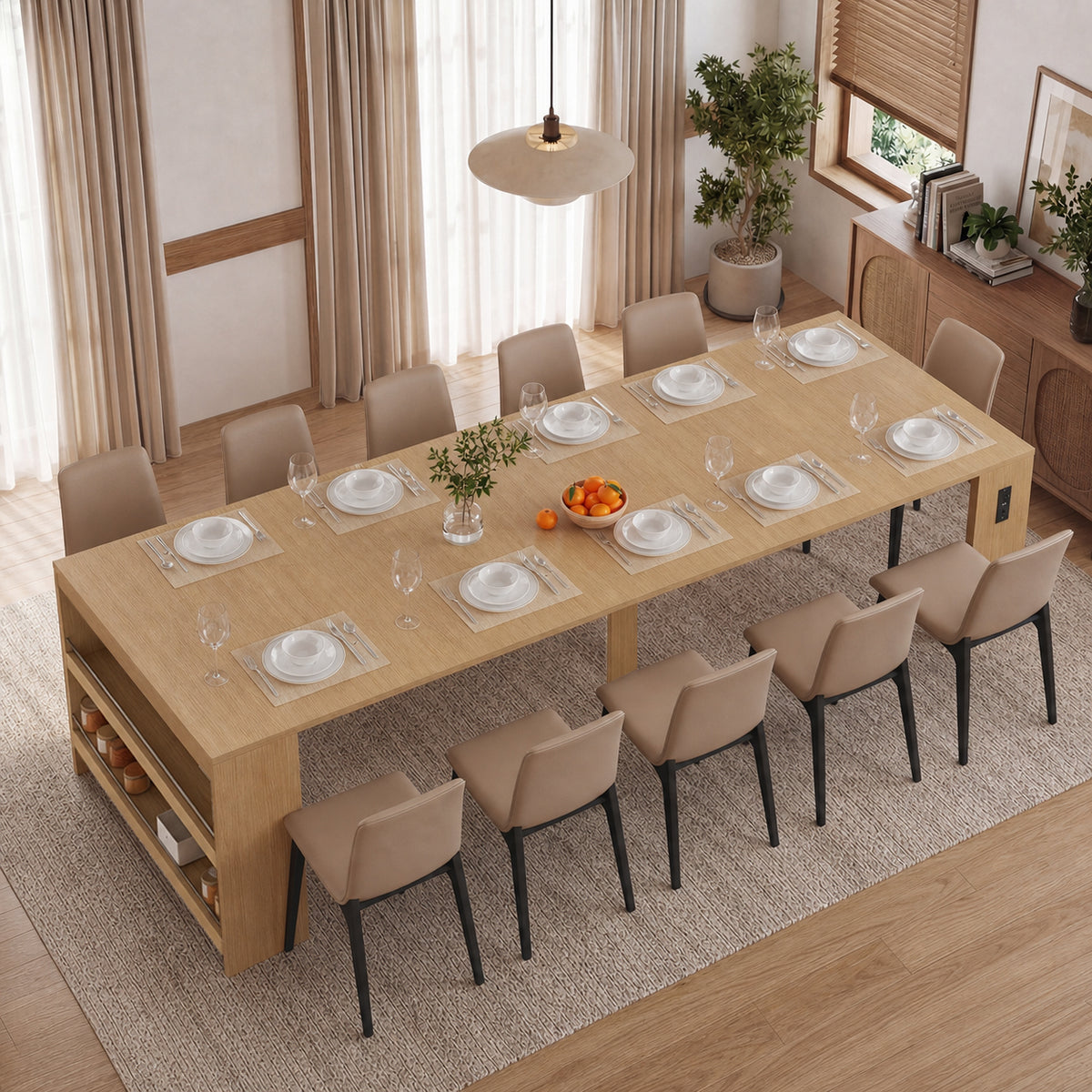 Advwin Extendable Dining Table with Outlet