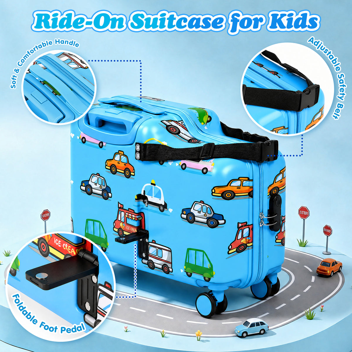 Advwin 22" Hardside Kids Ride-On Suitcase