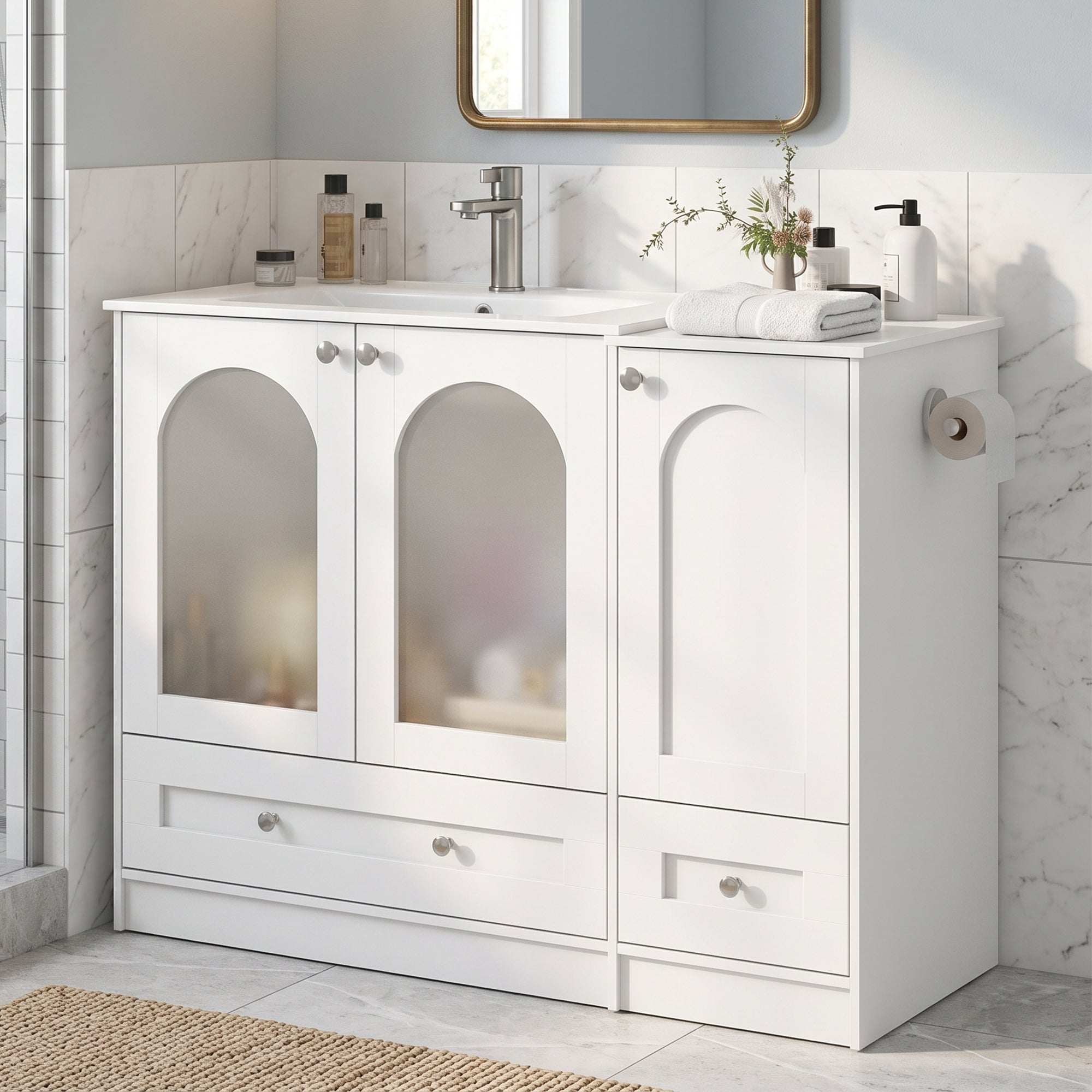 Advwin 42" Freestanding Bathroom Vanity w/ Ceramic Sink
