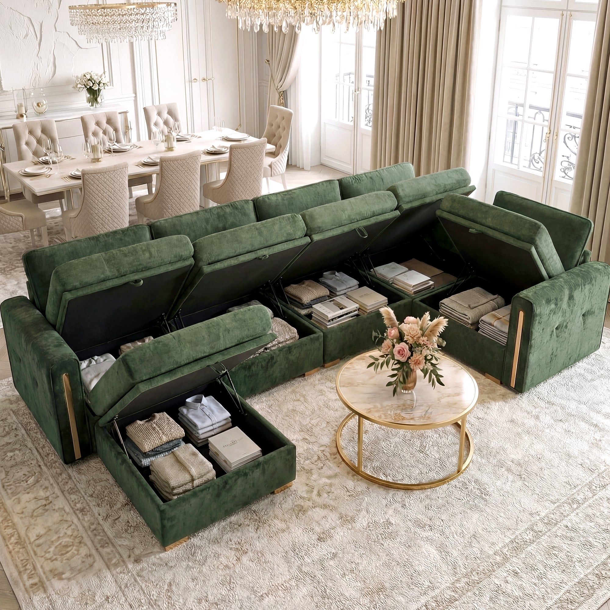 Advwin Oversized Modular Chenille Sofa with Storage