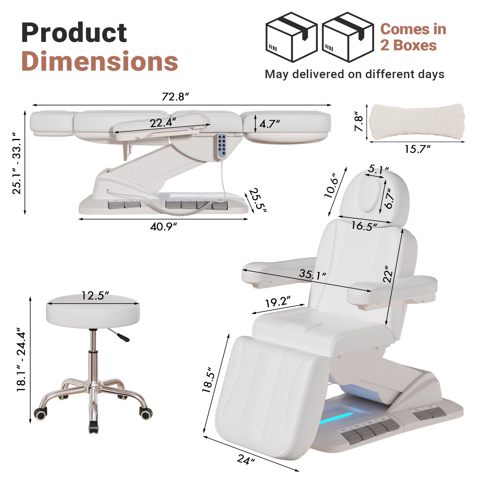 Advwin 3 Motor Adjustable Electric Esthetician Bed