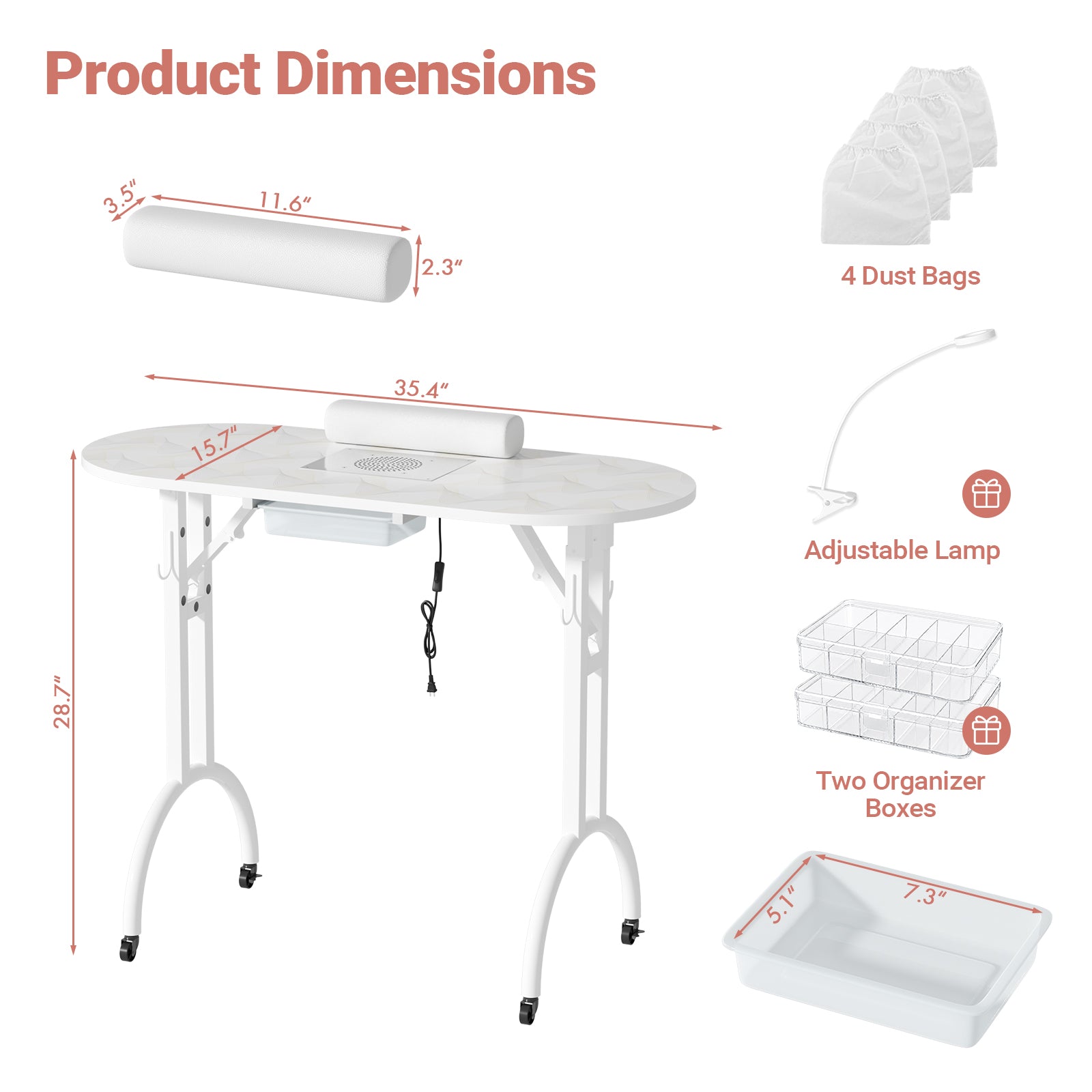 Advwin Portable Manicure Desk for Home & Travel