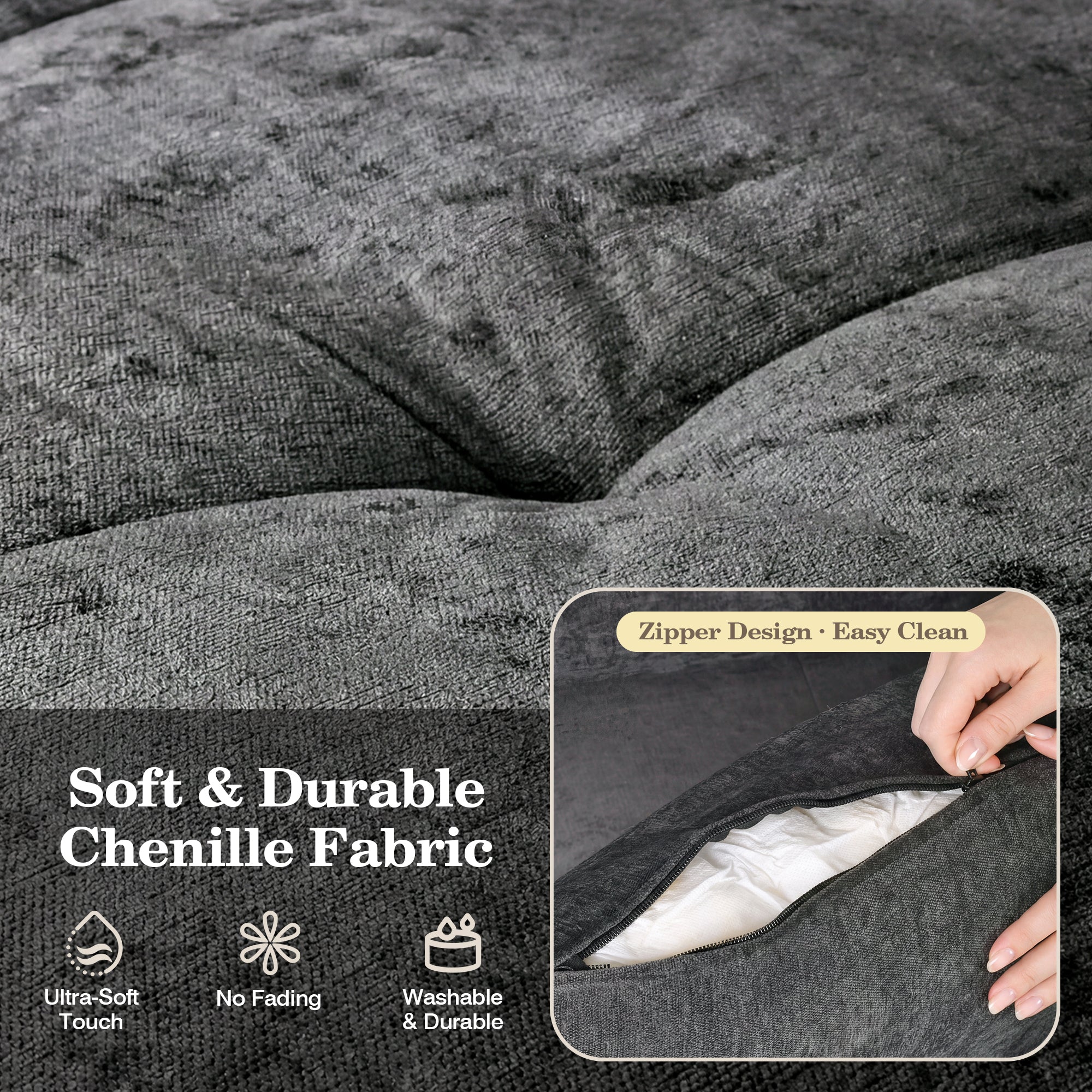 Advwin Oversized Modular Chenille Sofa with Storage