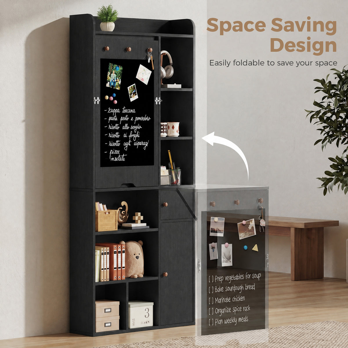 Advwin Wide Wall Mounted Foldable Desk with Cabinet