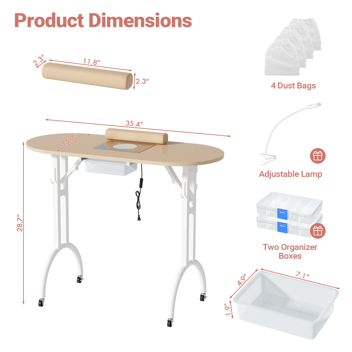 Advwin Portable Manicure Desk for Home & Travel