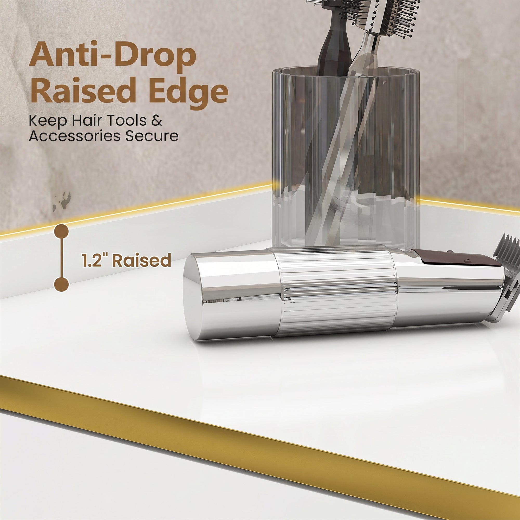 Advwin Wall Mount Barber Desk w/ Gold Accent