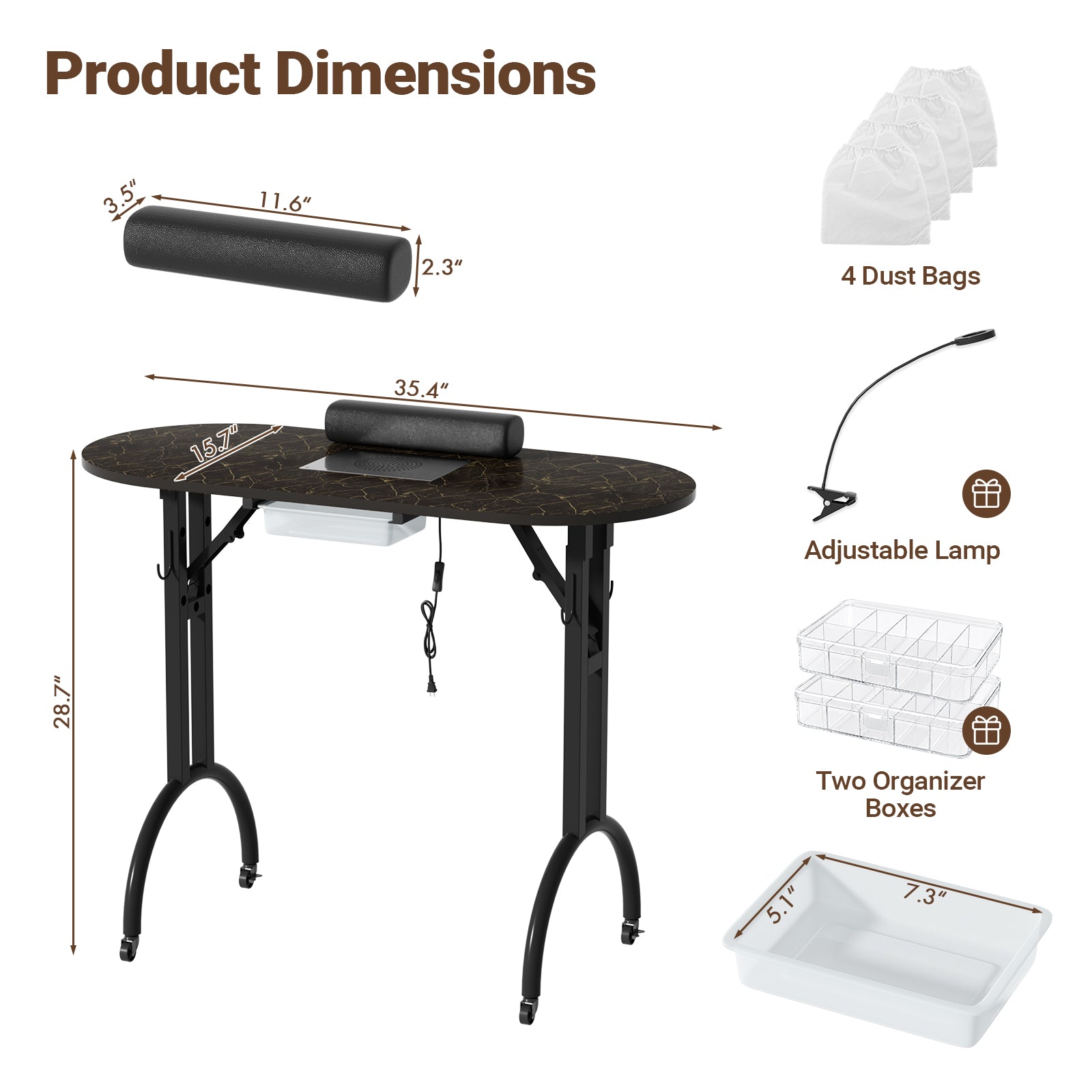 Advwin Portable Manicure Desk for Home & Travel
