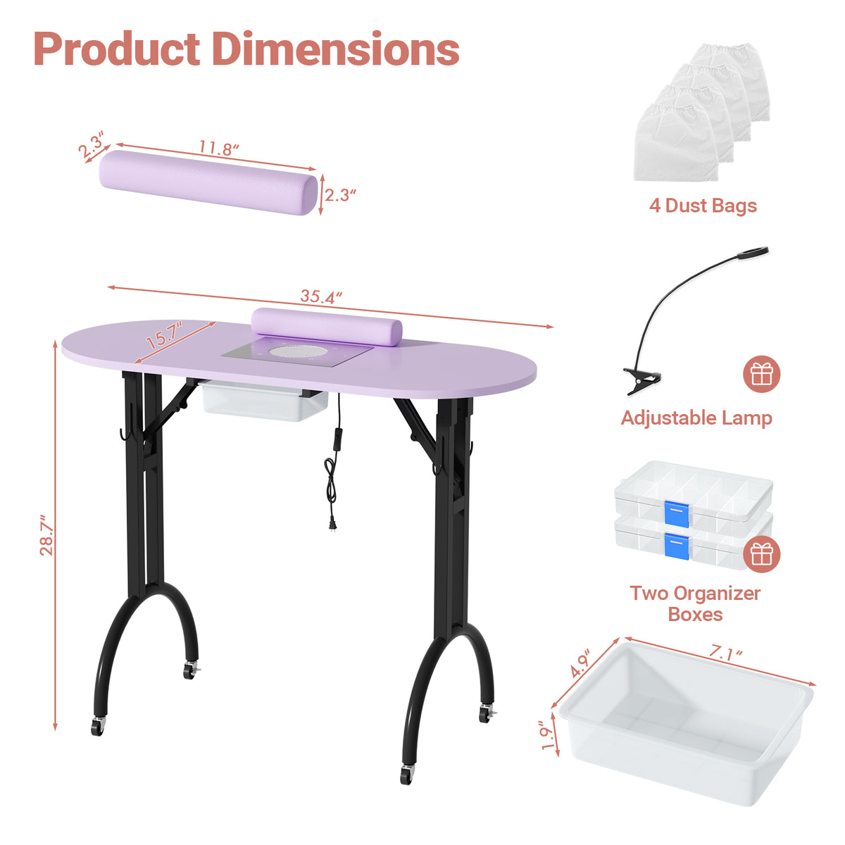 Advwin Portable Manicure Desk for Home & Travel