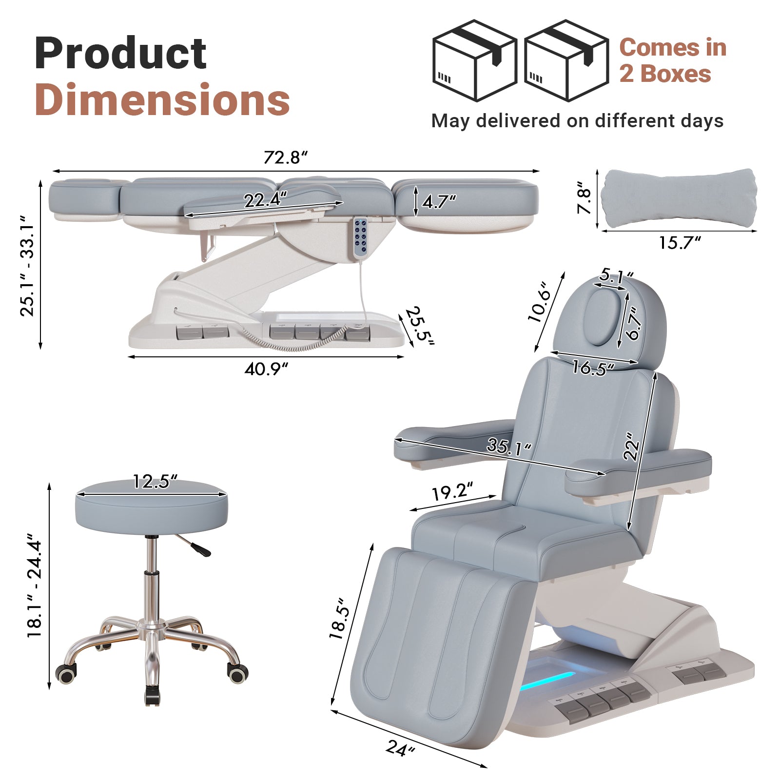 Advwin 3 Motor Adjustable Electric Esthetician Bed