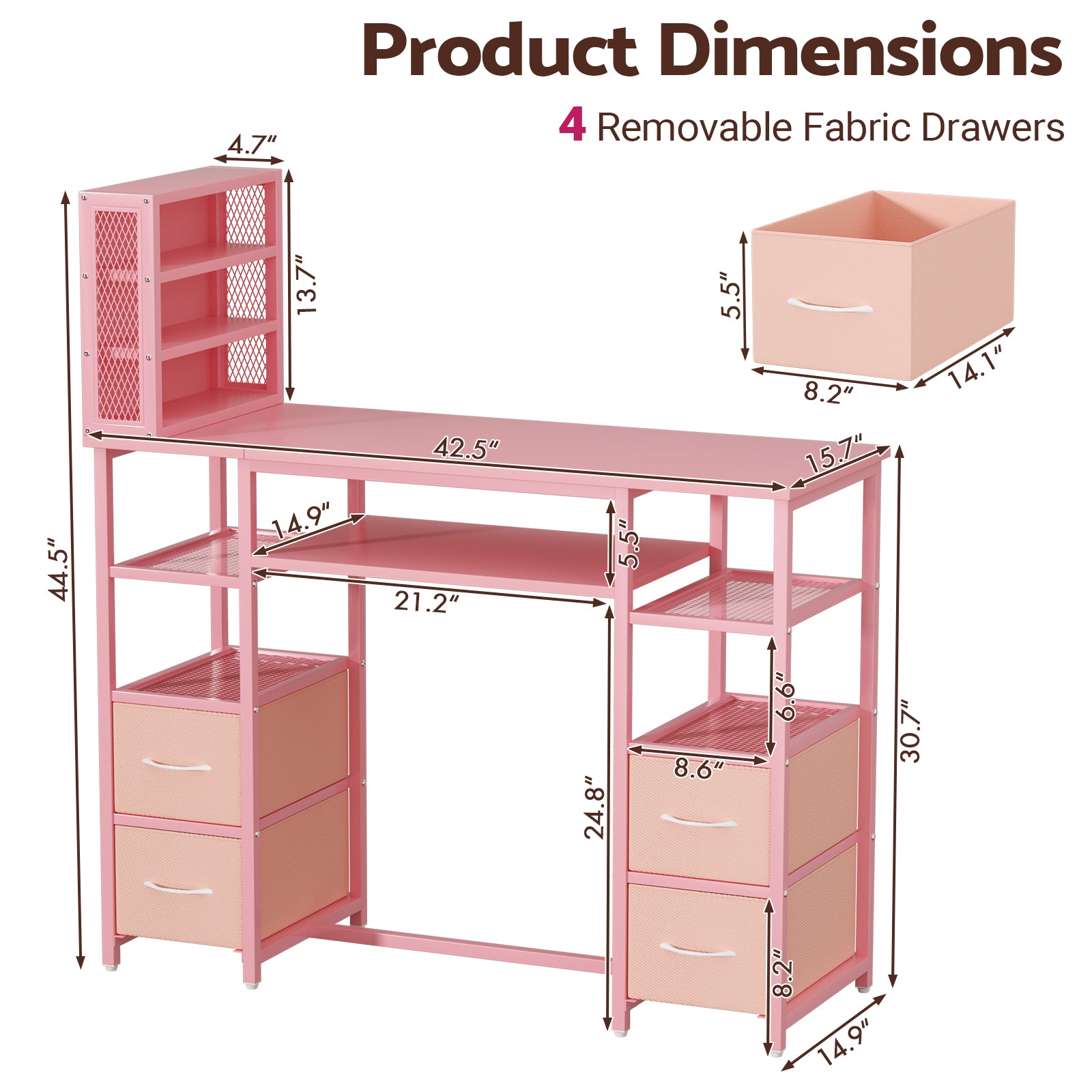 Advwin Double Tabletop Nail Desk w/ 3-Tier Storage Rack